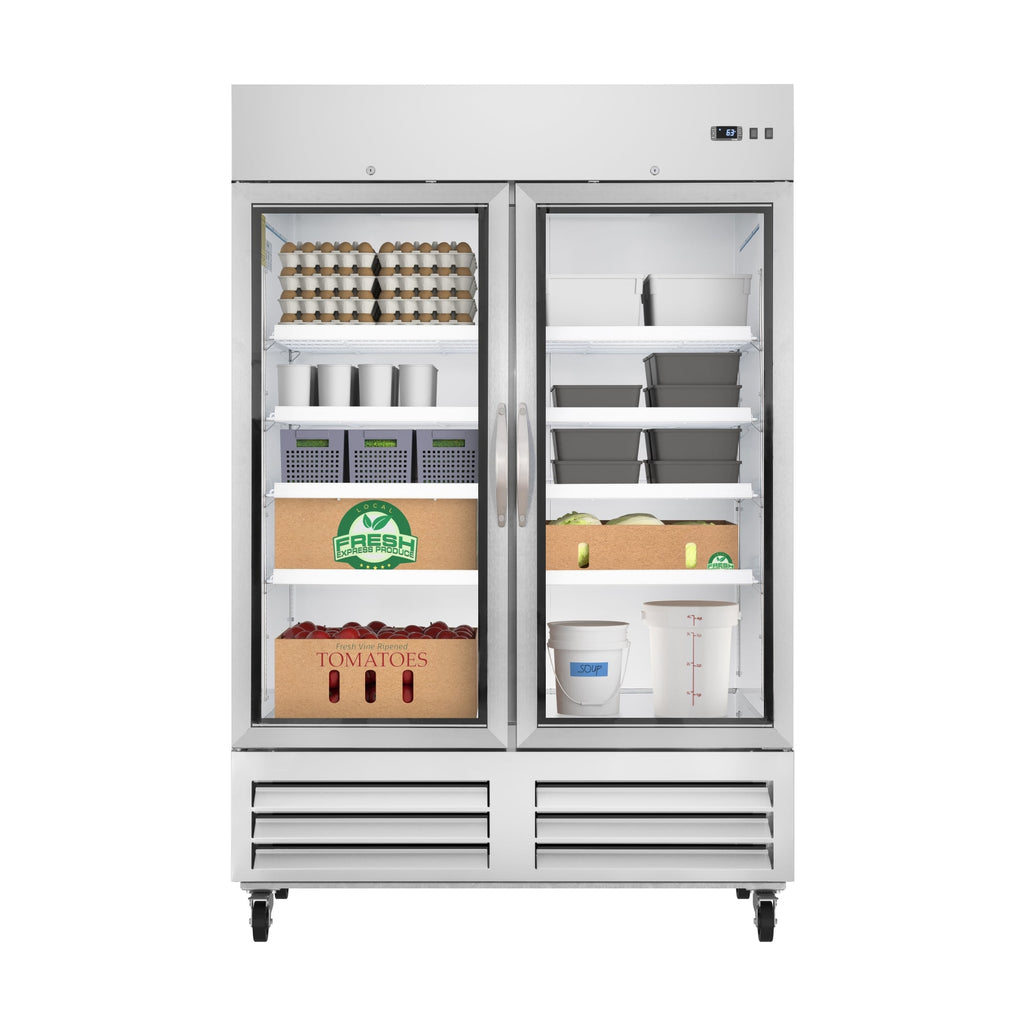 54 in. Commercial Two Glass Door Convertible Reach-In Refrigerator/Freezer with 49 Cu. Ft. Capacity in Stainless Steel, ETL Listed