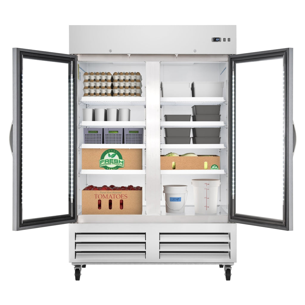 54 in. Commercial Two Glass Door Convertible Reach-In Refrigerator/Freezer with 49 Cu. Ft. Capacity in Stainless Steel, ETL Listed