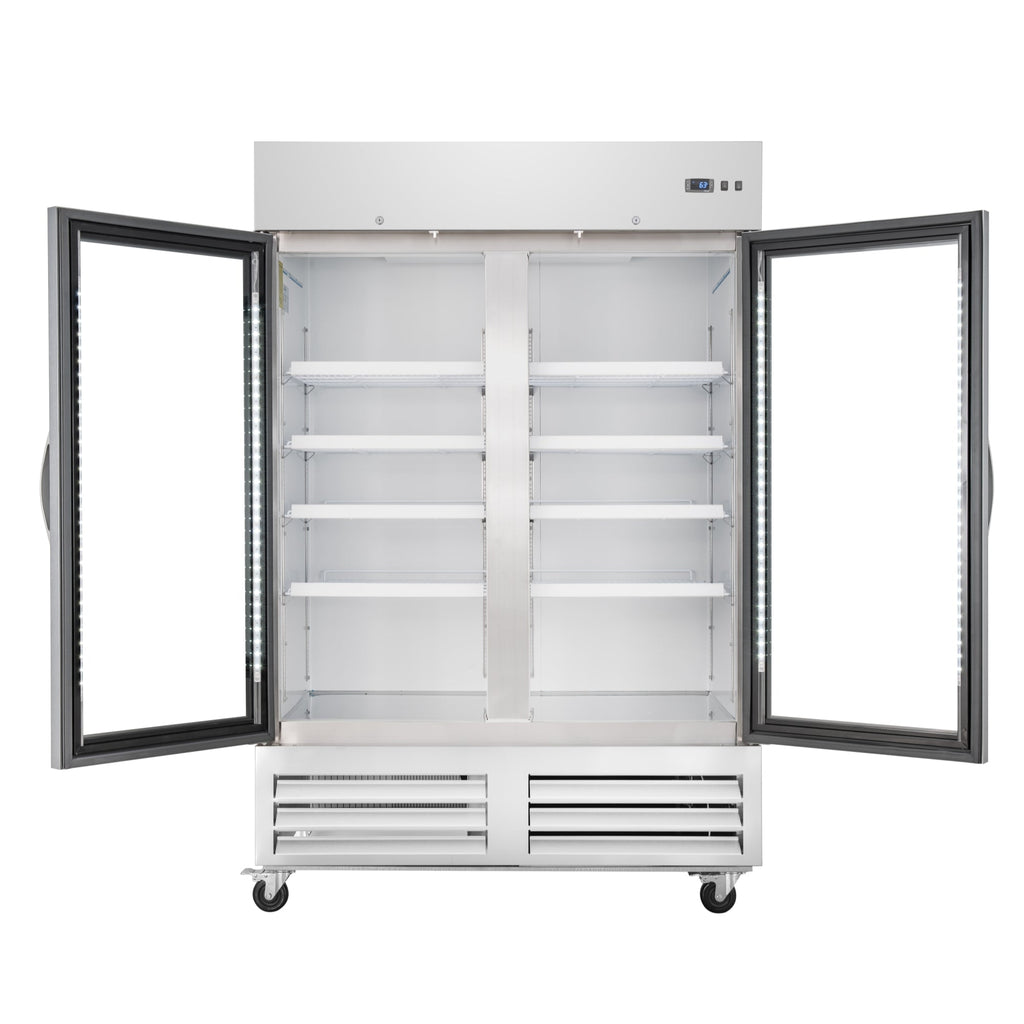 54 in. Commercial Two Glass Door Convertible Reach-In Refrigerator/Freezer with 49 Cu. Ft. Capacity in Stainless Steel, ETL Listed