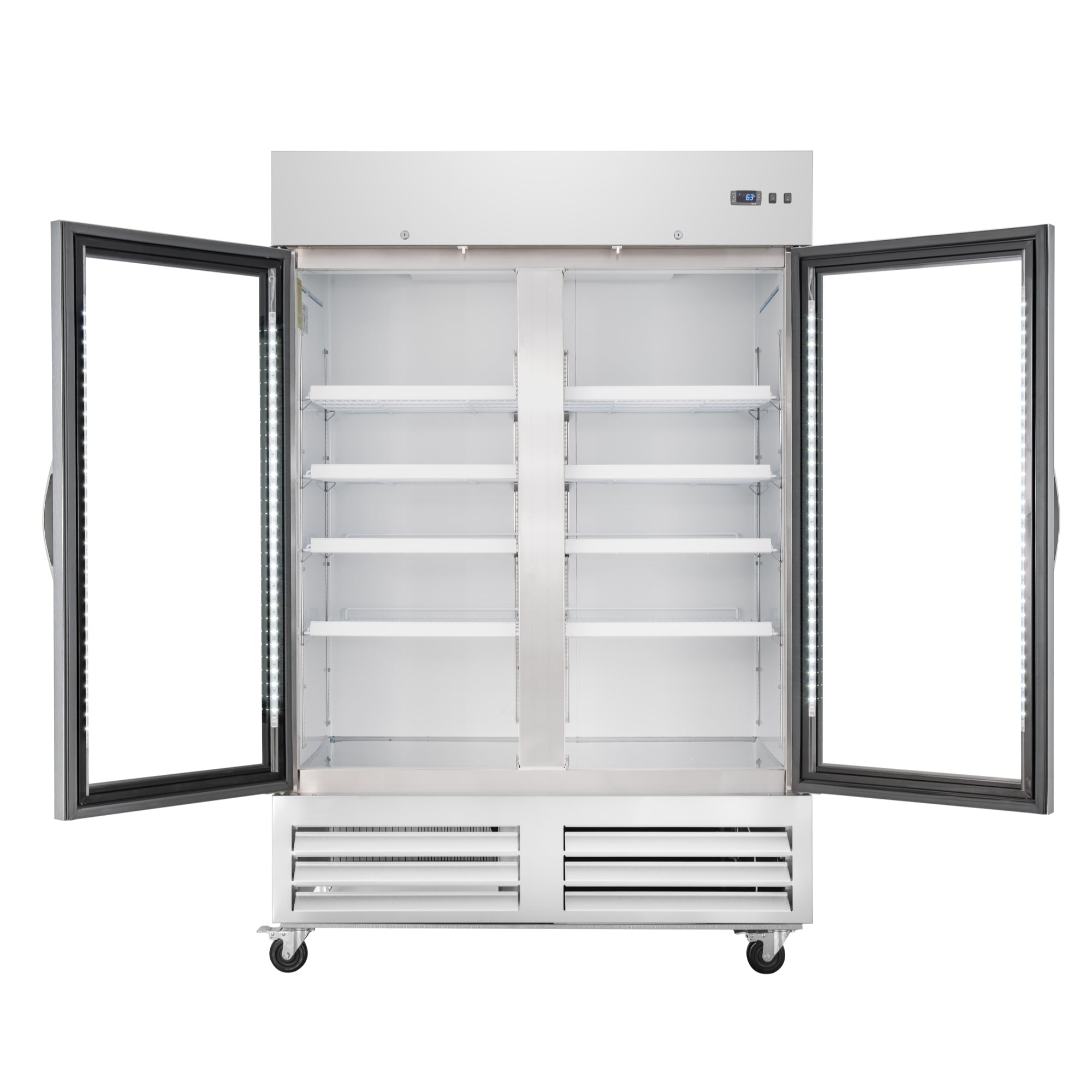 54 in. Commercial Two Glass Door Convertible Reach-In Refrigerator/Freezer with 49 Cu. Ft. Capacity in Stainless Steel, ETL Listed