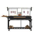 92 in. Argentine Santa Maria Charcoal and Wood Grill, Adjustable Outdoor BBQ, in Black