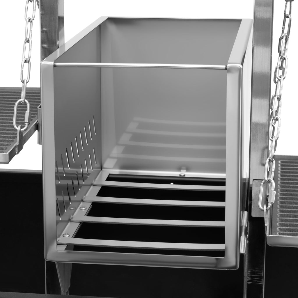 92 in. Argentine Santa Maria Charcoal and Wood Grill, Adjustable Outdoor BBQ, in Black
