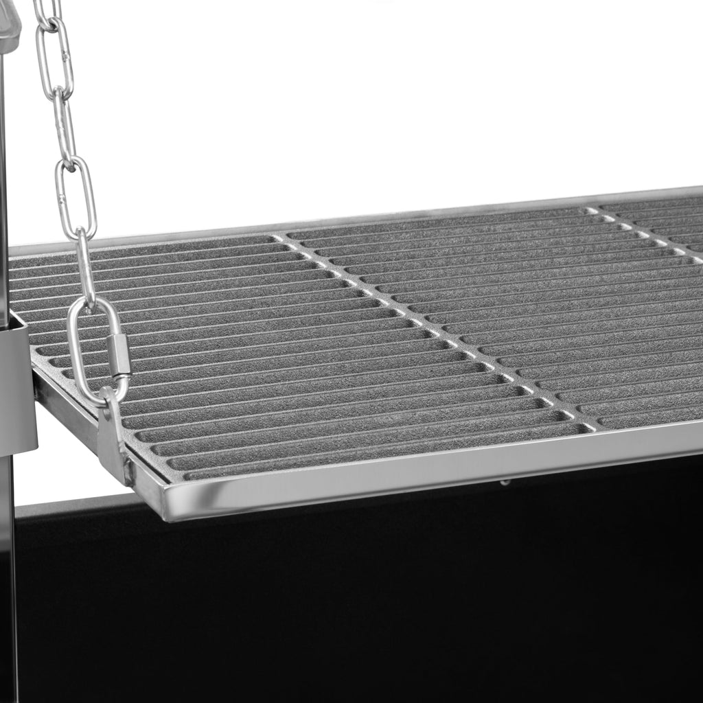 92 in. Argentine Santa Maria Charcoal and Wood Grill, Adjustable Outdoor BBQ, in Black
