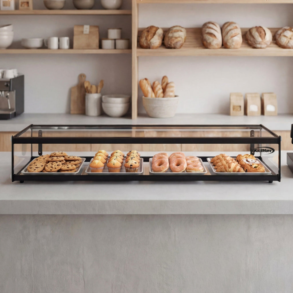 47 in. Slim Dry Bakery Display Case with Black Aluminum Accents, 2.3 Cu. Ft.