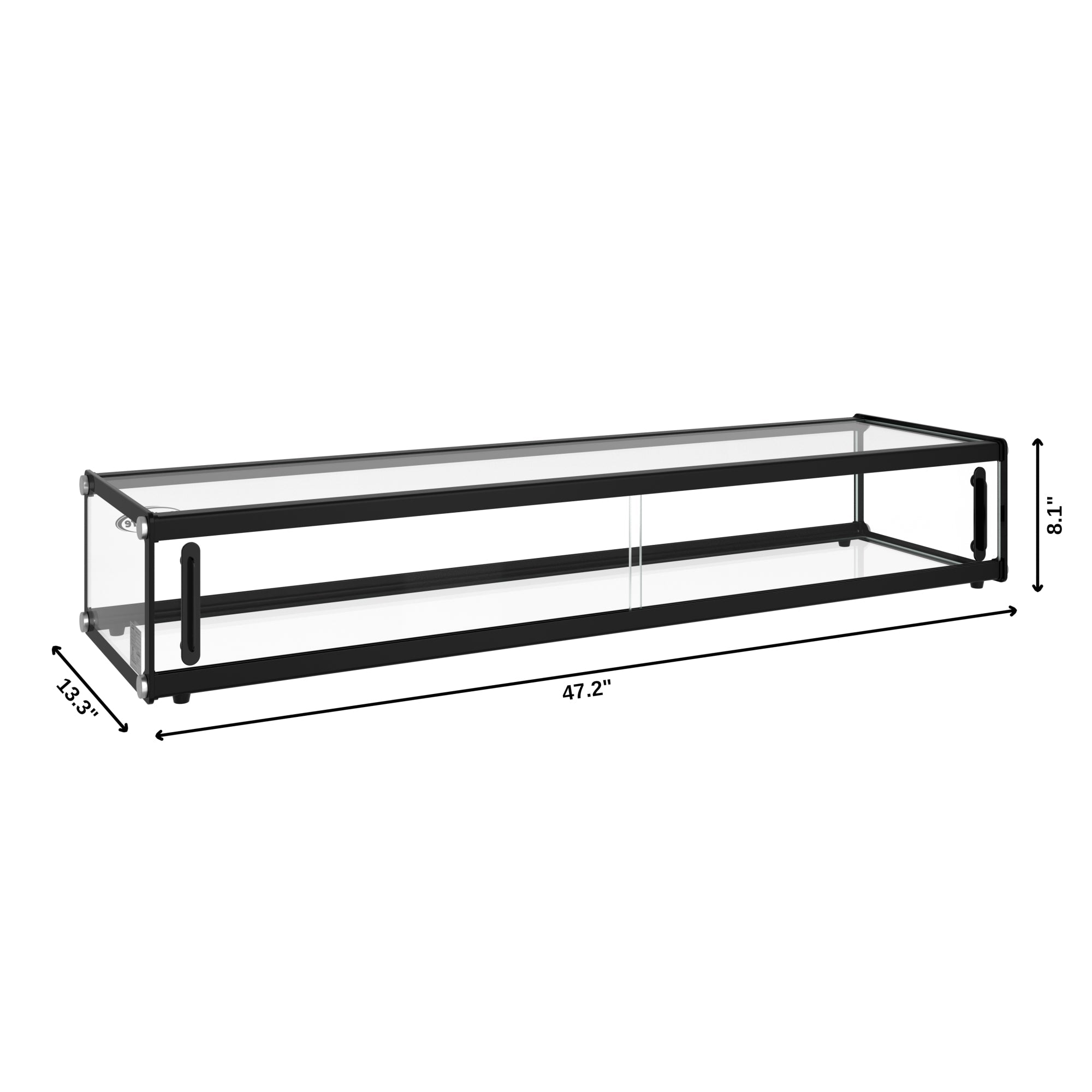 47 in. Slim Dry Bakery Display Case with Black Aluminum Accents, 2.3 Cu. Ft.
