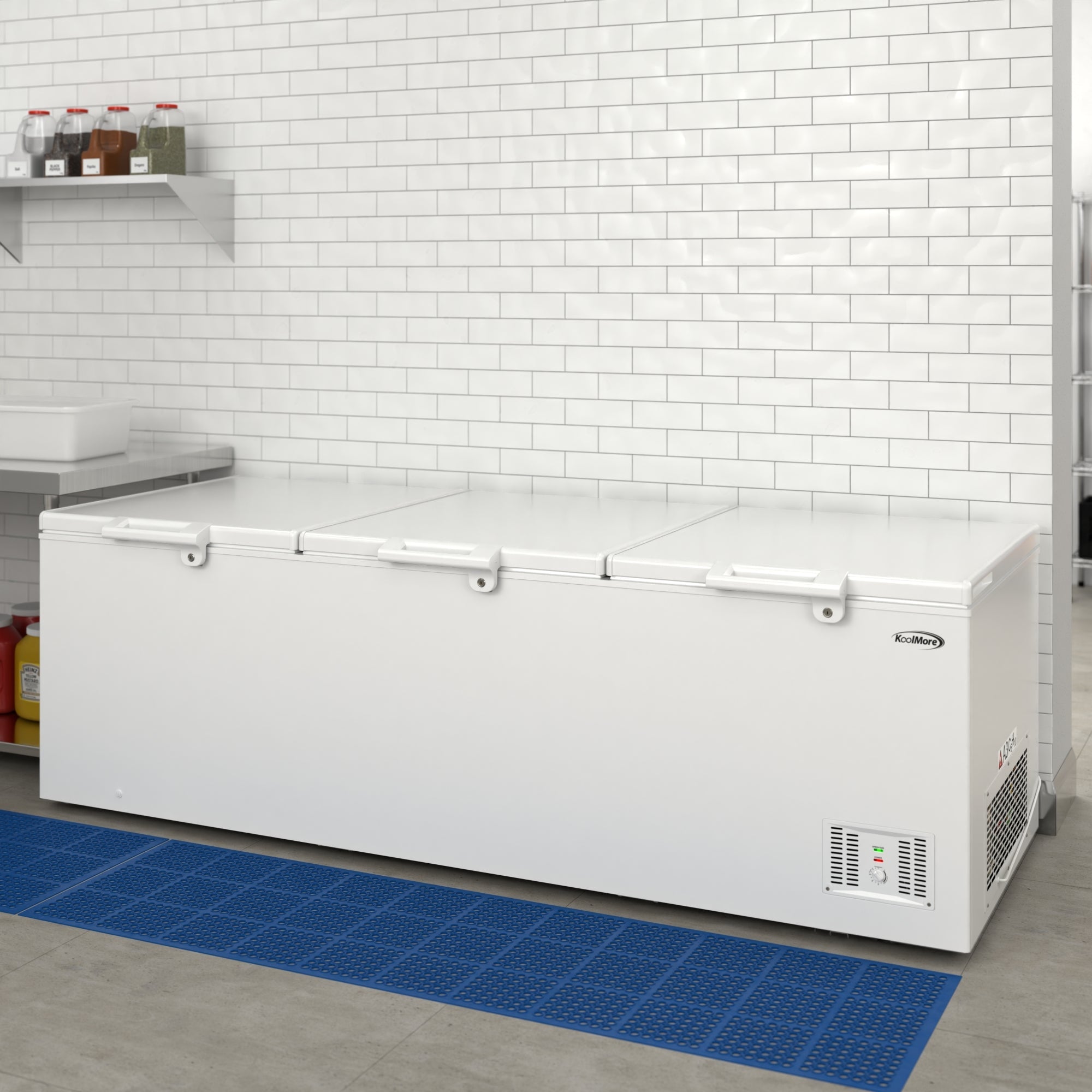 100 in. 50 cu. ft. Large Three-Door Chest Freezer in White