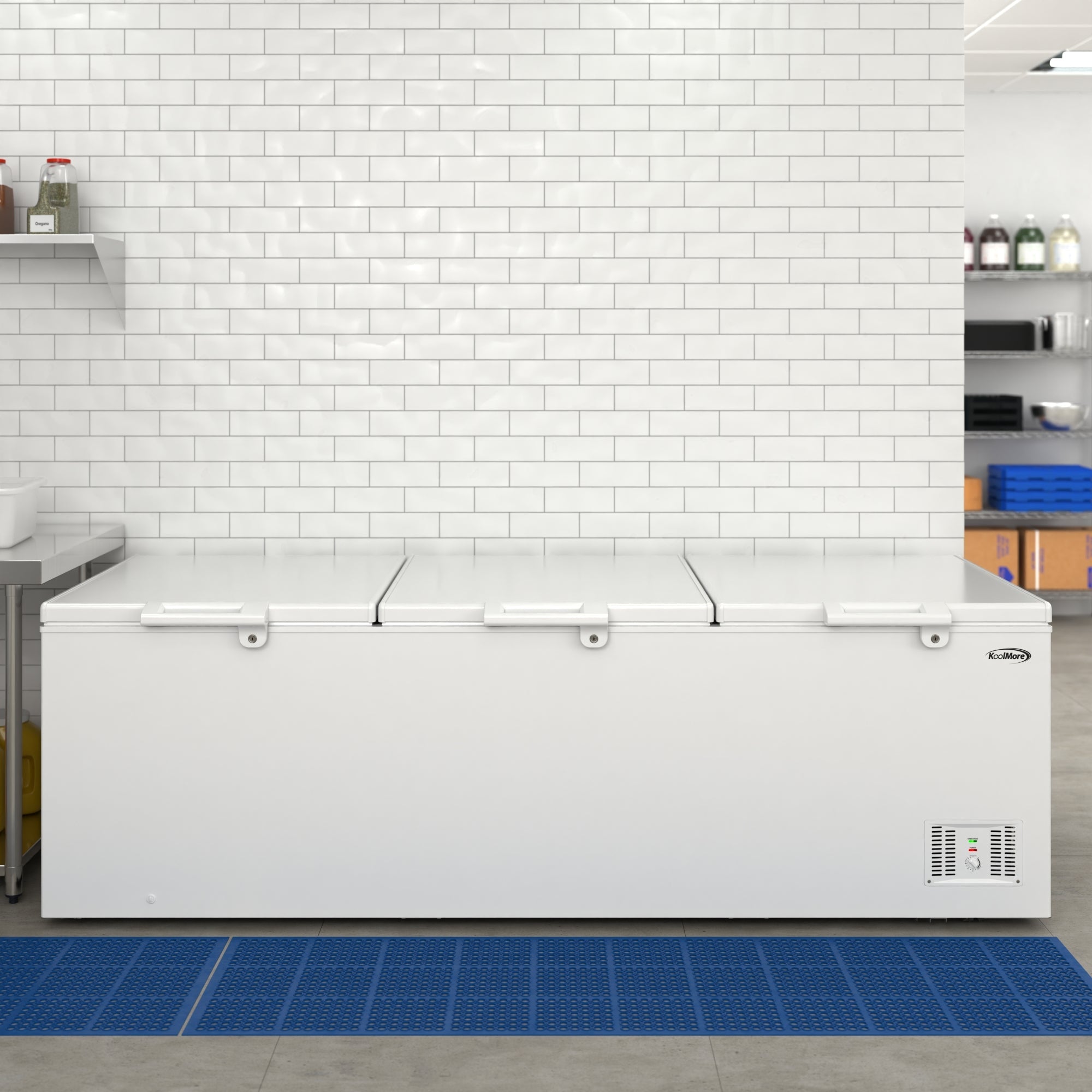 100 in. 50 cu. ft. Large Three-Door Chest Freezer in White