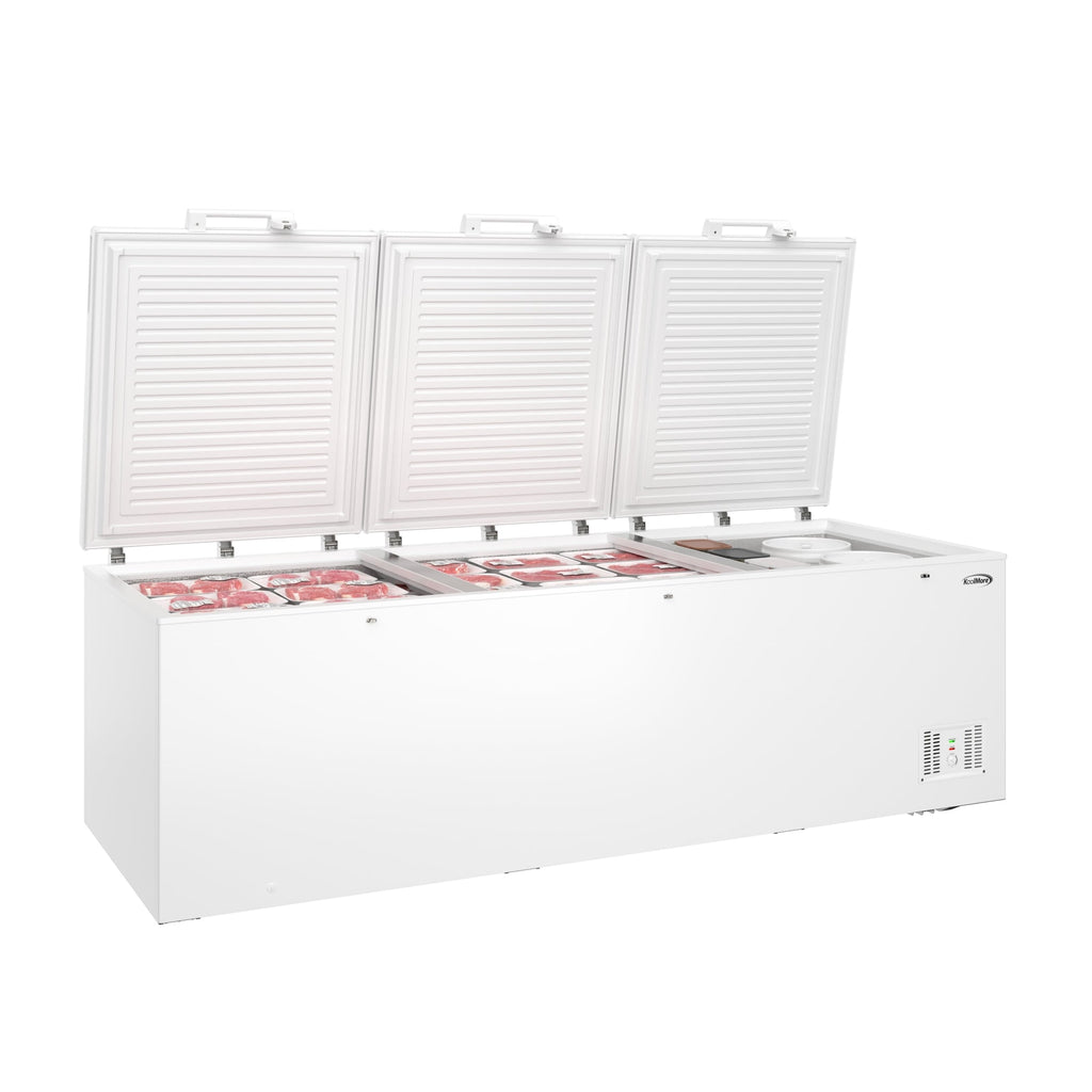 100 in. 50 cu. ft. Large Three-Door Chest Freezer in White