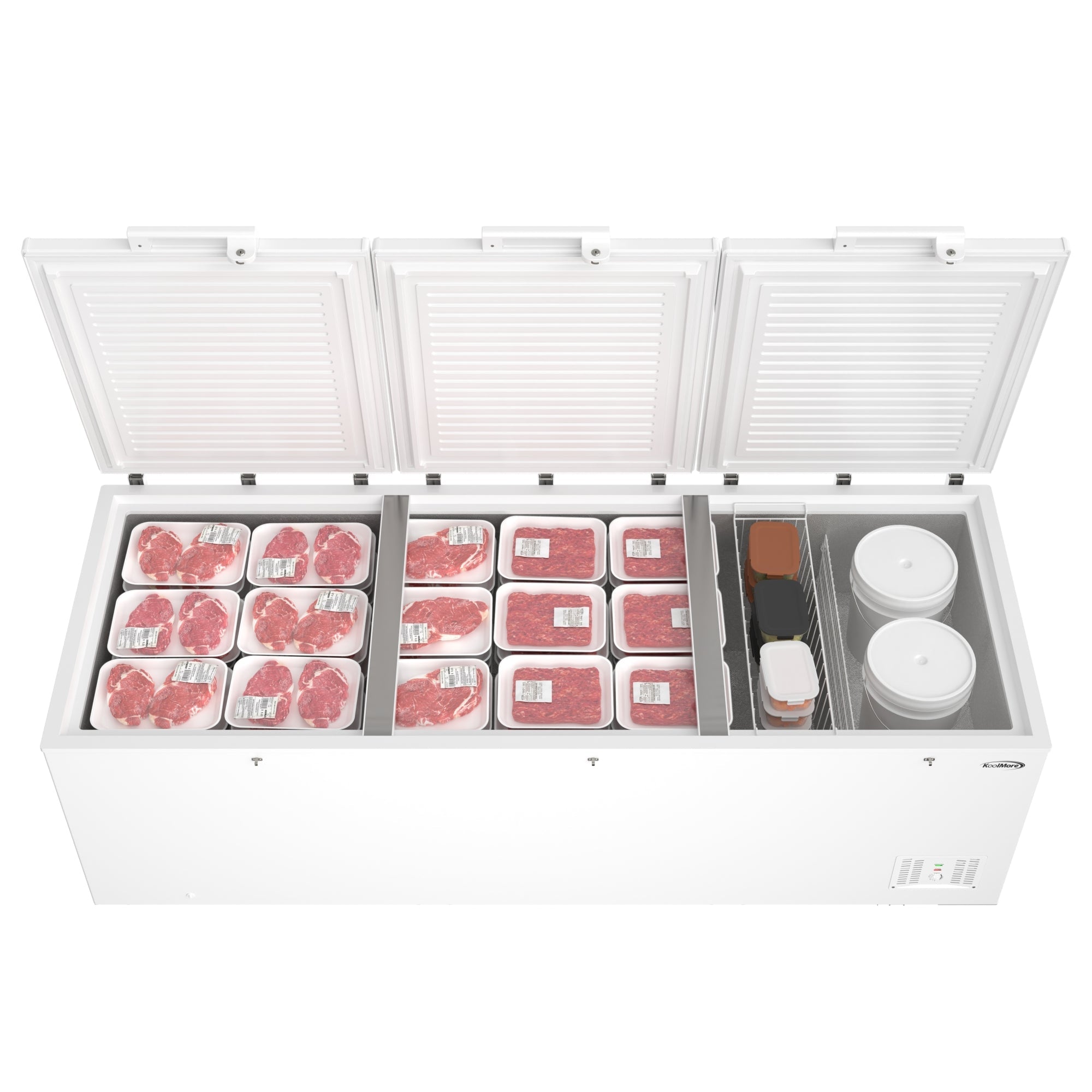 100 in. 50 cu. ft. Large Three-Door Chest Freezer in White