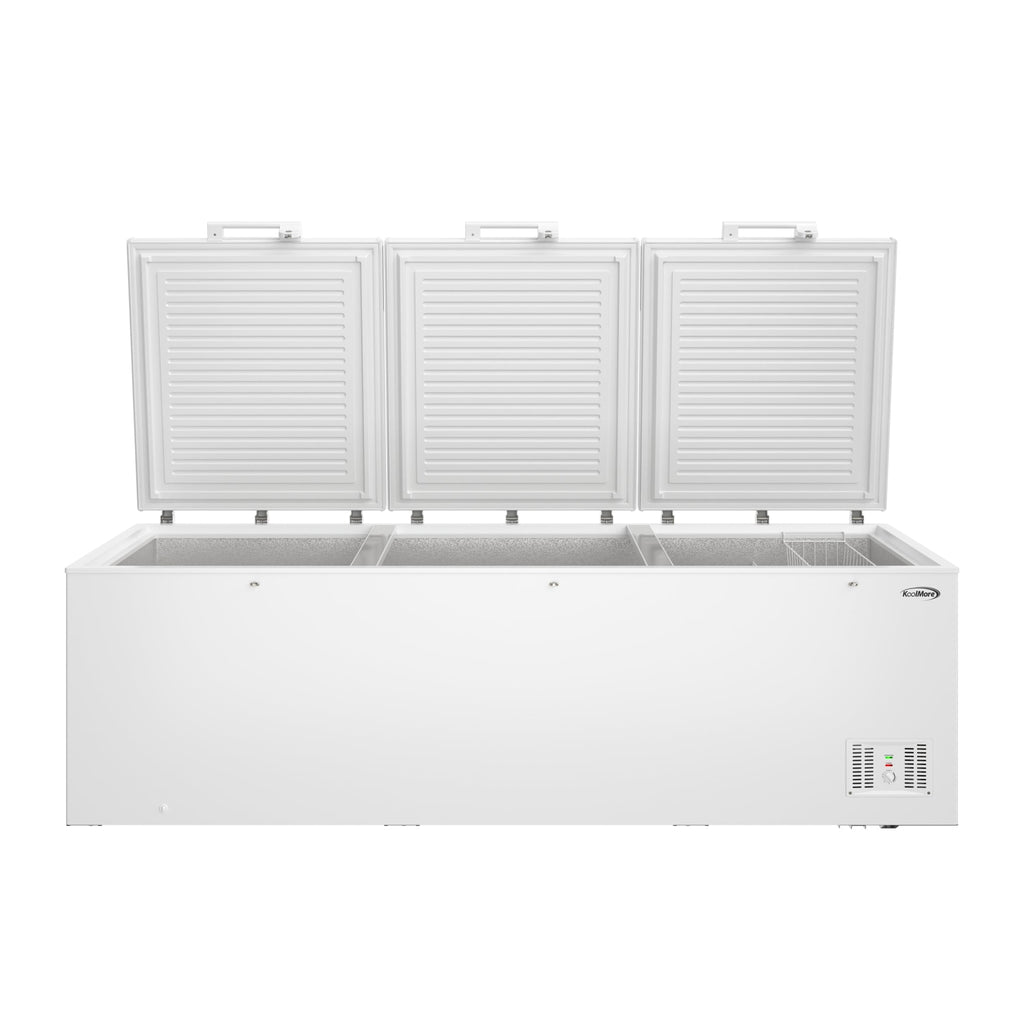 100 in. 50 cu. ft. Large Three-Door Chest Freezer in White