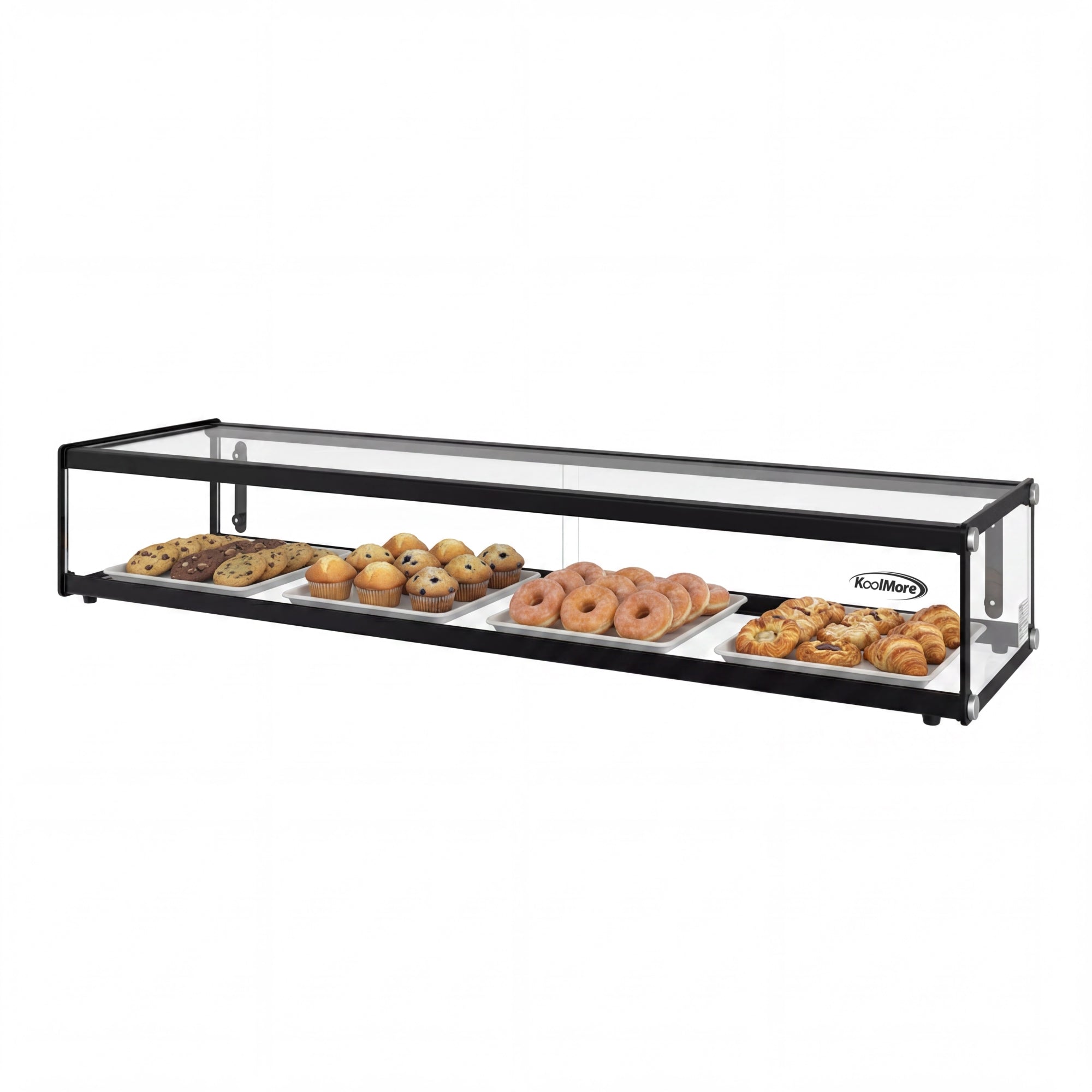 47 in. Slim Dry Bakery Display Case with Black Aluminum Accents, 2.3 Cu. Ft.