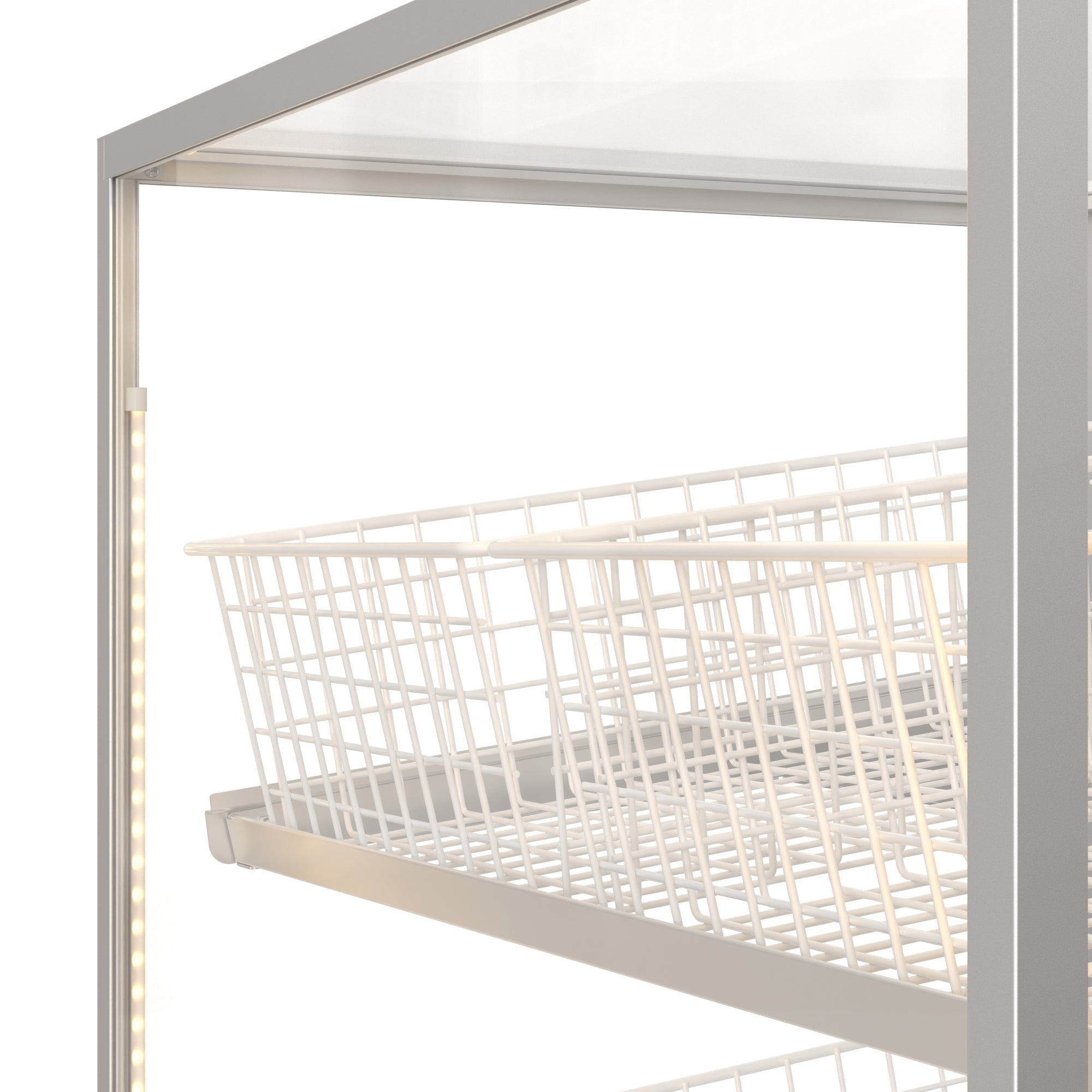 30 in. Tempered Glass Floor Standing Bagel Bakery Display Case with 6 Baskets, Open Back and LED Lighting
