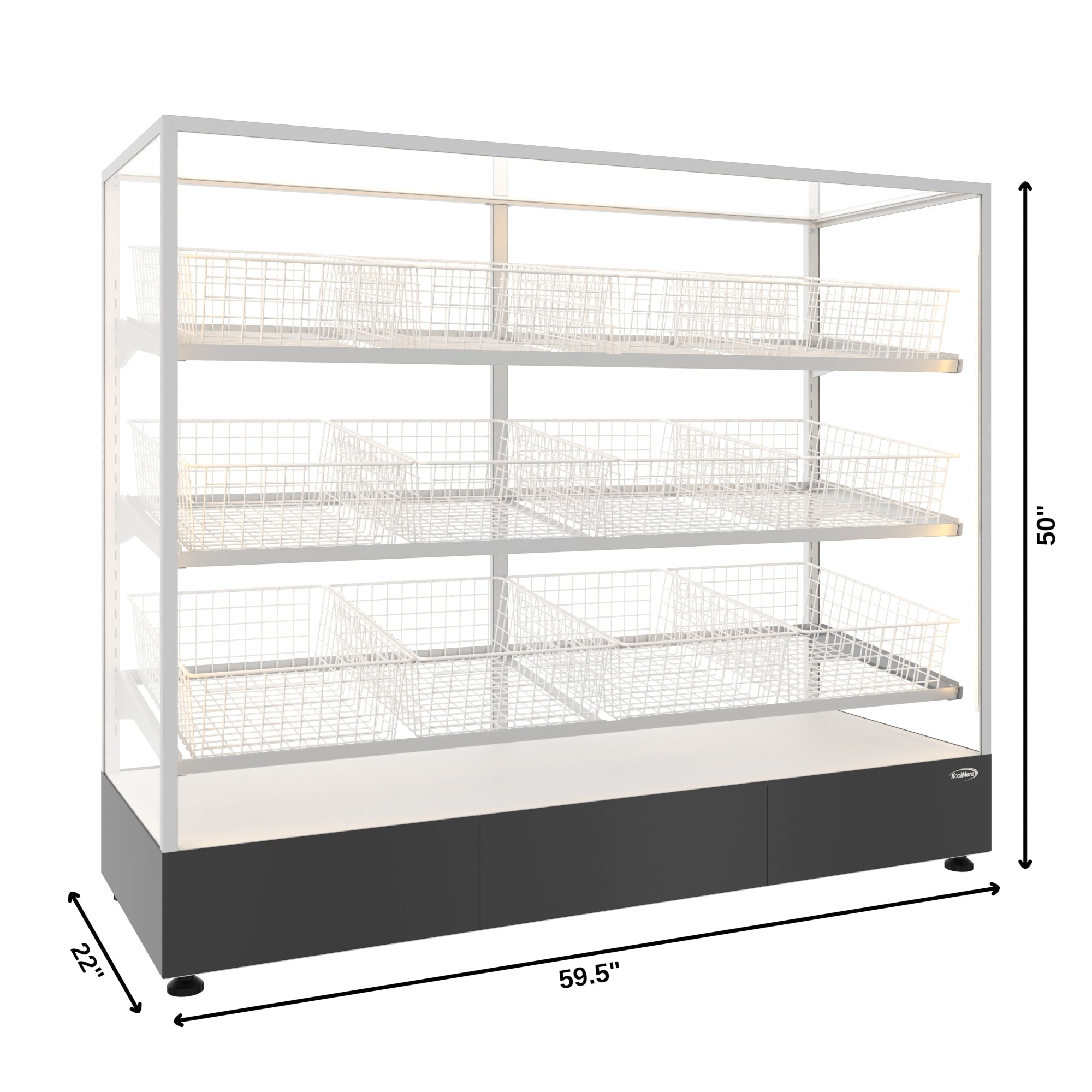 60 in. Floor Standing Bagel Bakery Display Case with 12 Baskets with Open Back and LED Lighting