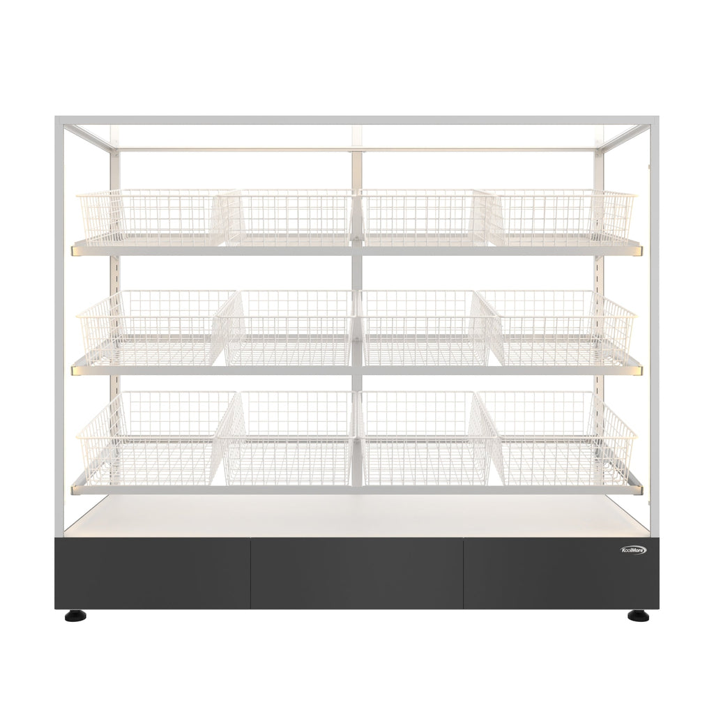 60 in. Floor Standing Bagel Bakery Display Case with 12 Baskets with Open Back and LED Lighting