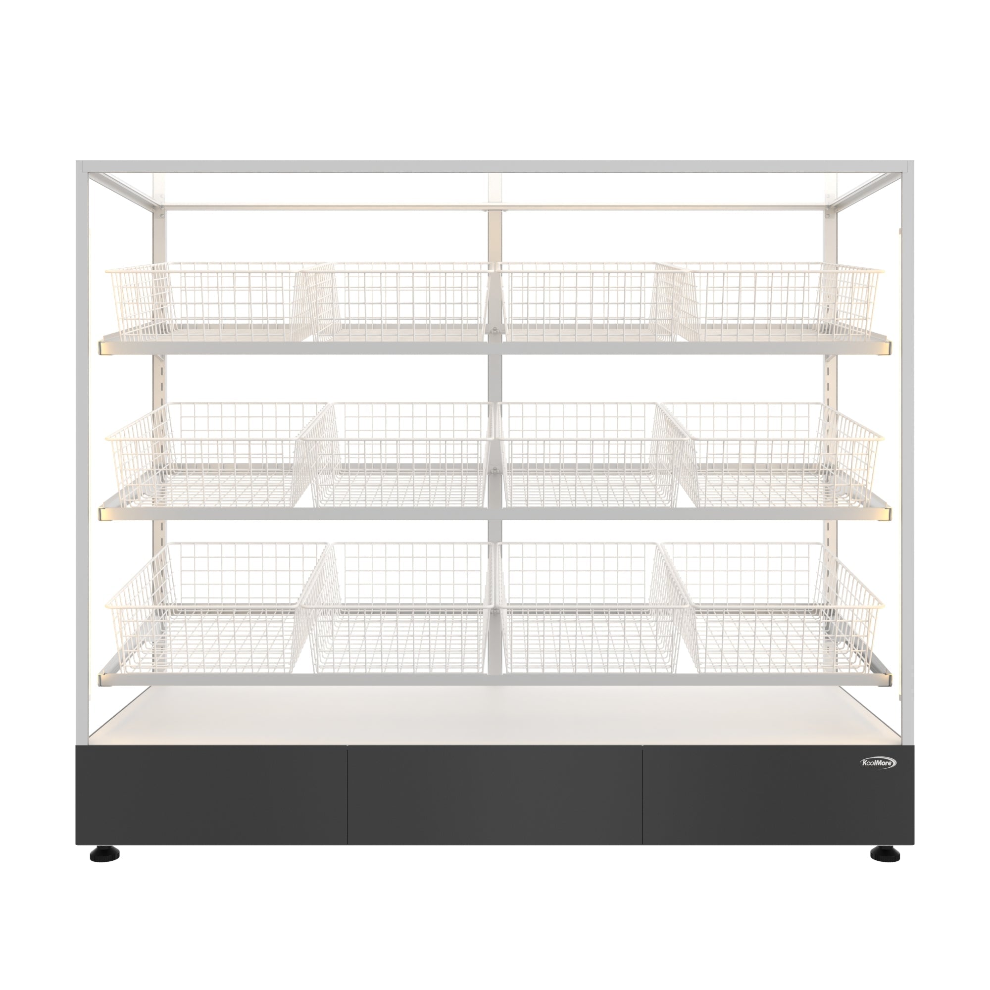 60 in. Floor Standing Bagel Bakery Display Case with 12 Baskets with Open Back and LED Lighting
