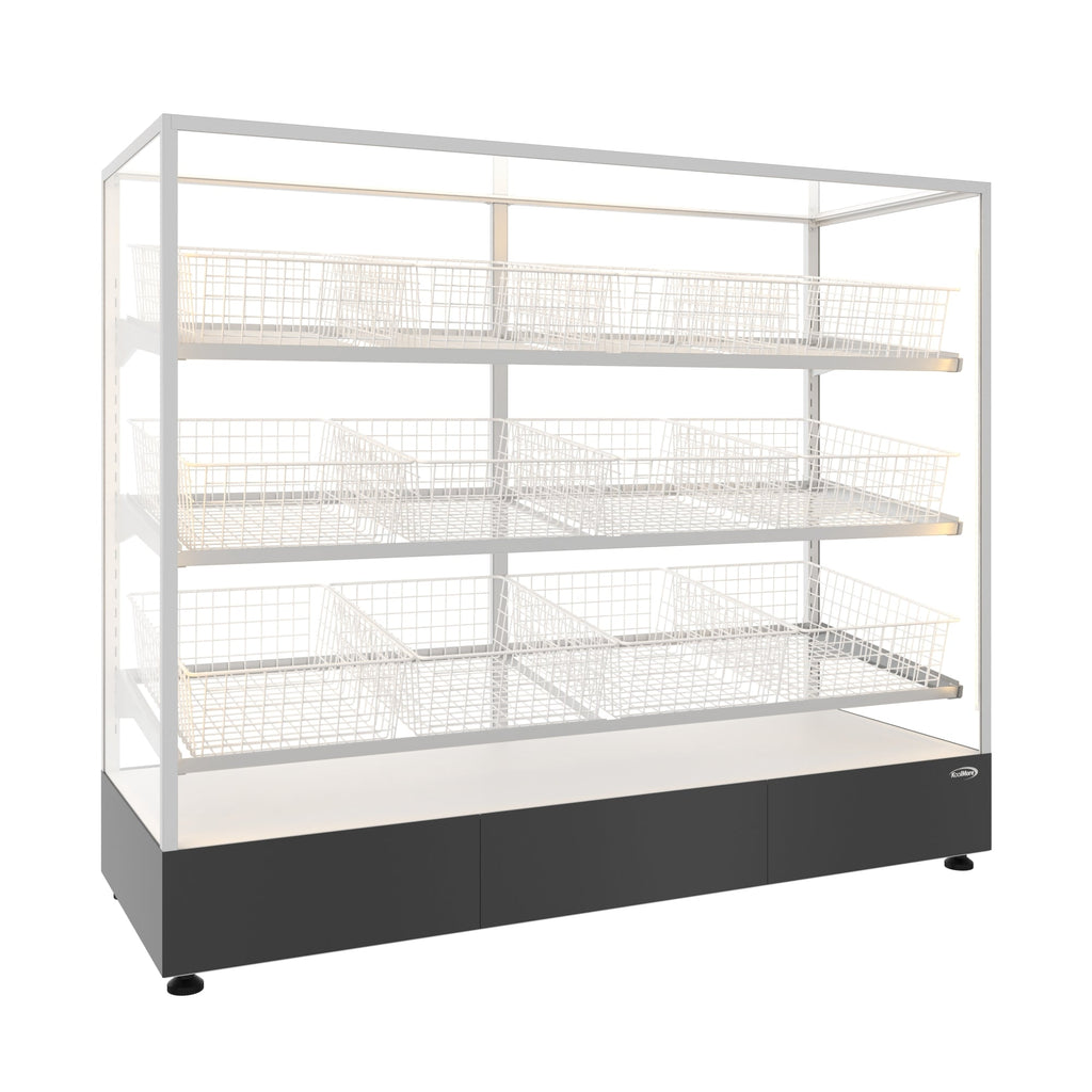 60 in. Floor Standing Bagel Bakery Display Case with 12 Baskets with Open Back and LED Lighting