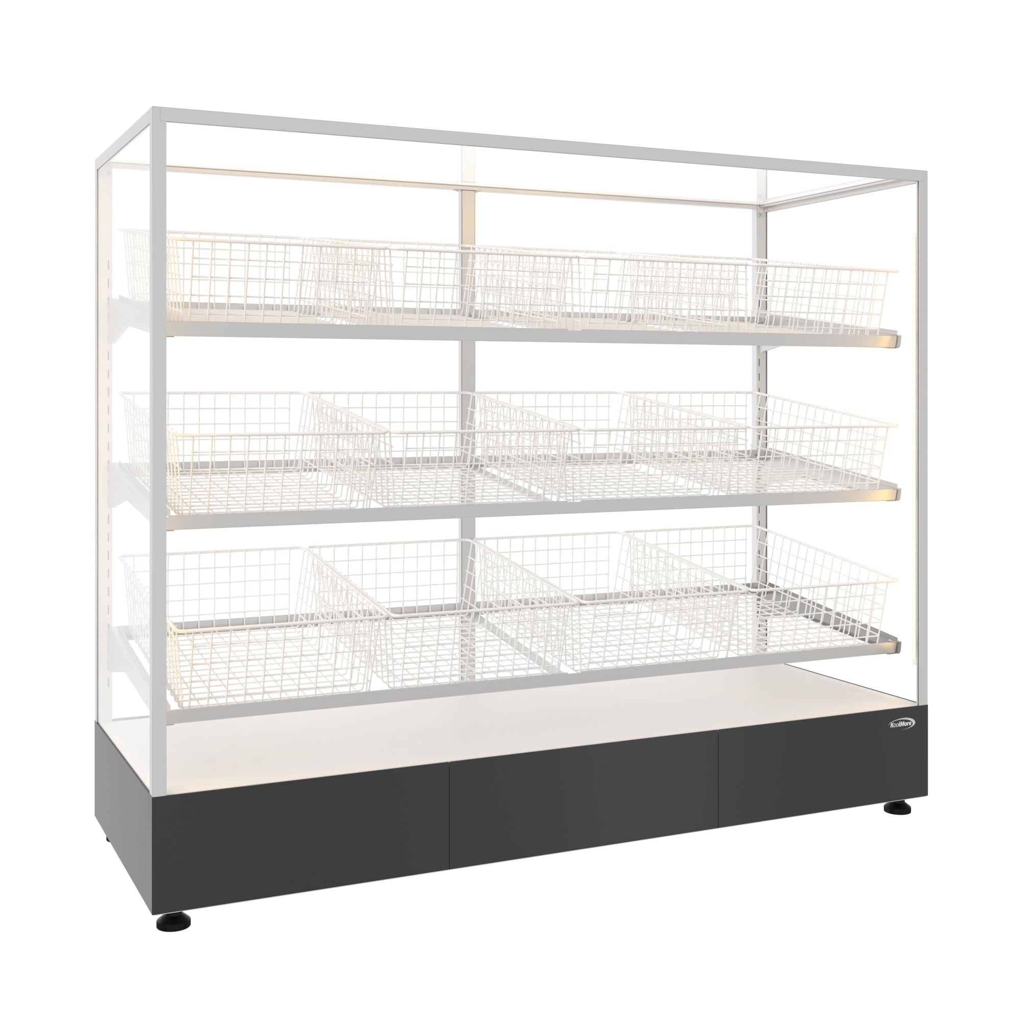 60 in. Floor Standing Bagel Bakery Display Case with 12 Baskets with Open Back and LED Lighting