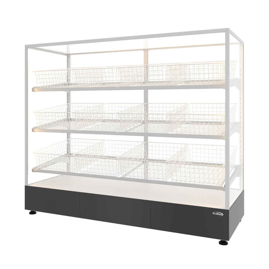 60 in. Floor Standing Bagel Bakery Display Case with 12 Baskets with Open Back and LED Lighting