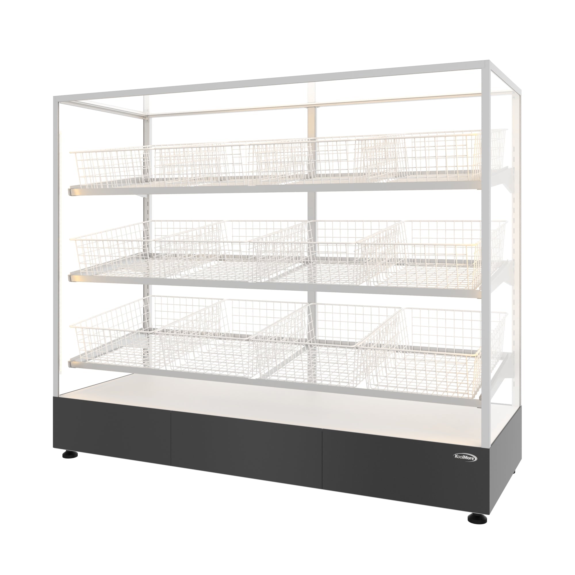 60 in. Floor Standing Bagel Bakery Display Case with 12 Baskets with Open Back and LED Lighting
