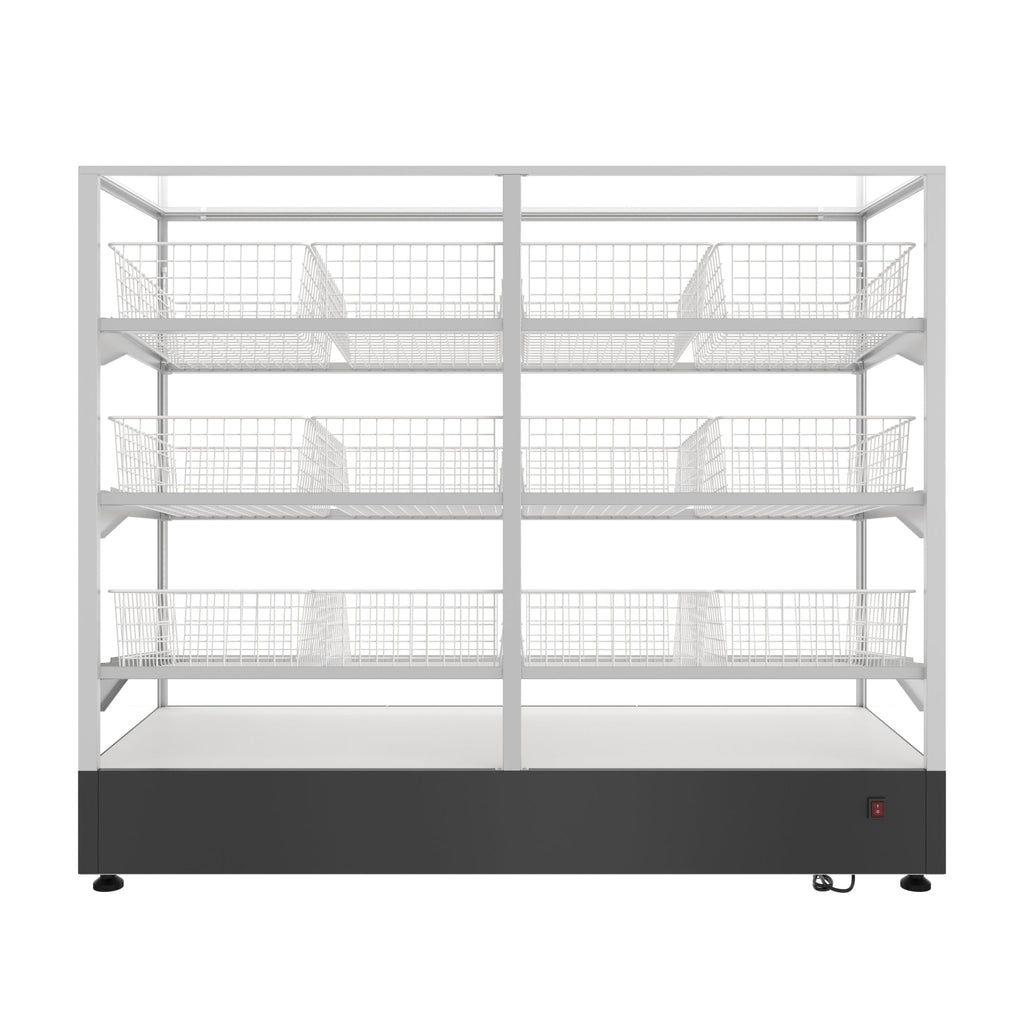 60 in. Floor Standing Bagel Bakery Display Case with 12 Baskets with Open Back and LED Lighting