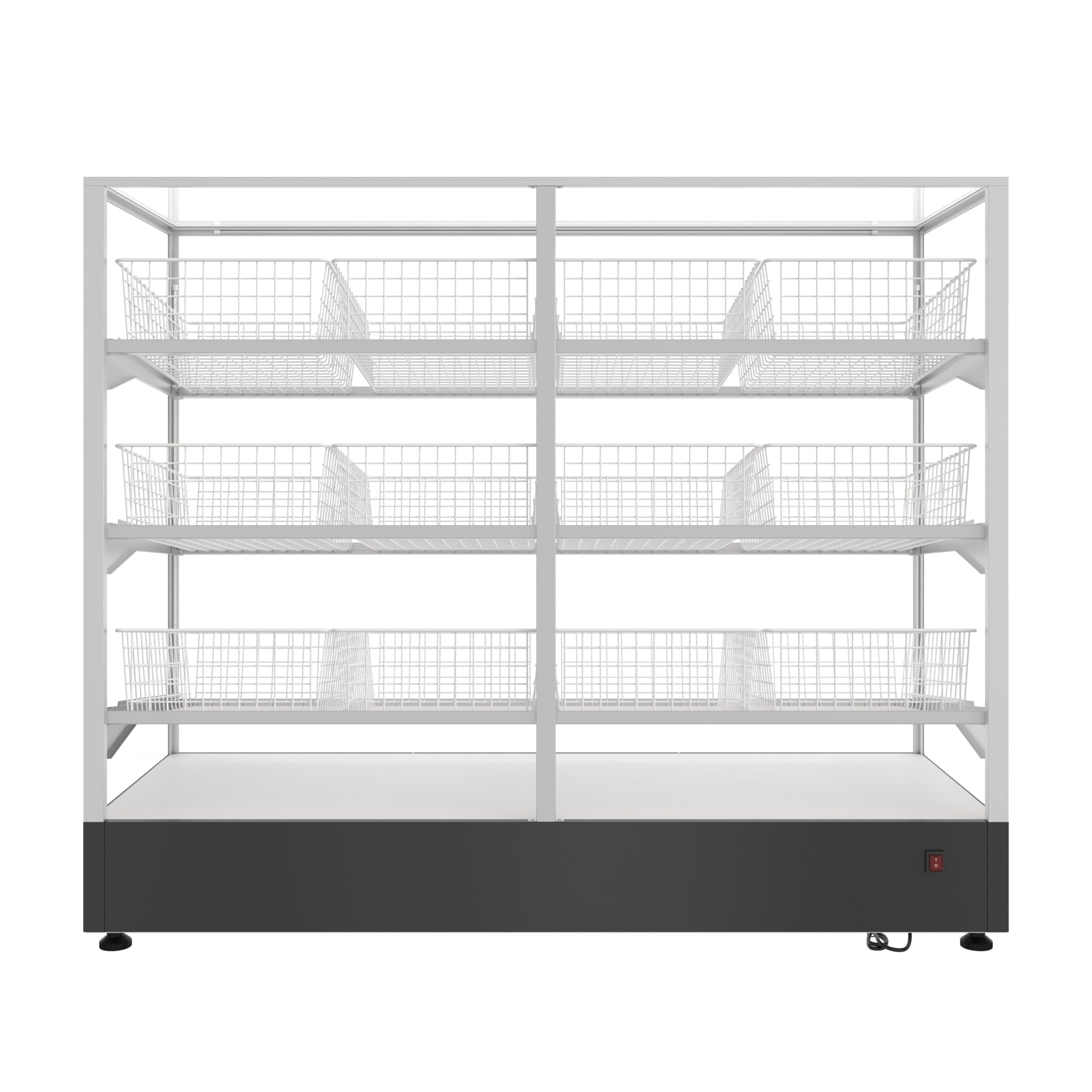 60 in. Floor Standing Bagel Bakery Display Case with 12 Baskets with Open Back and LED Lighting