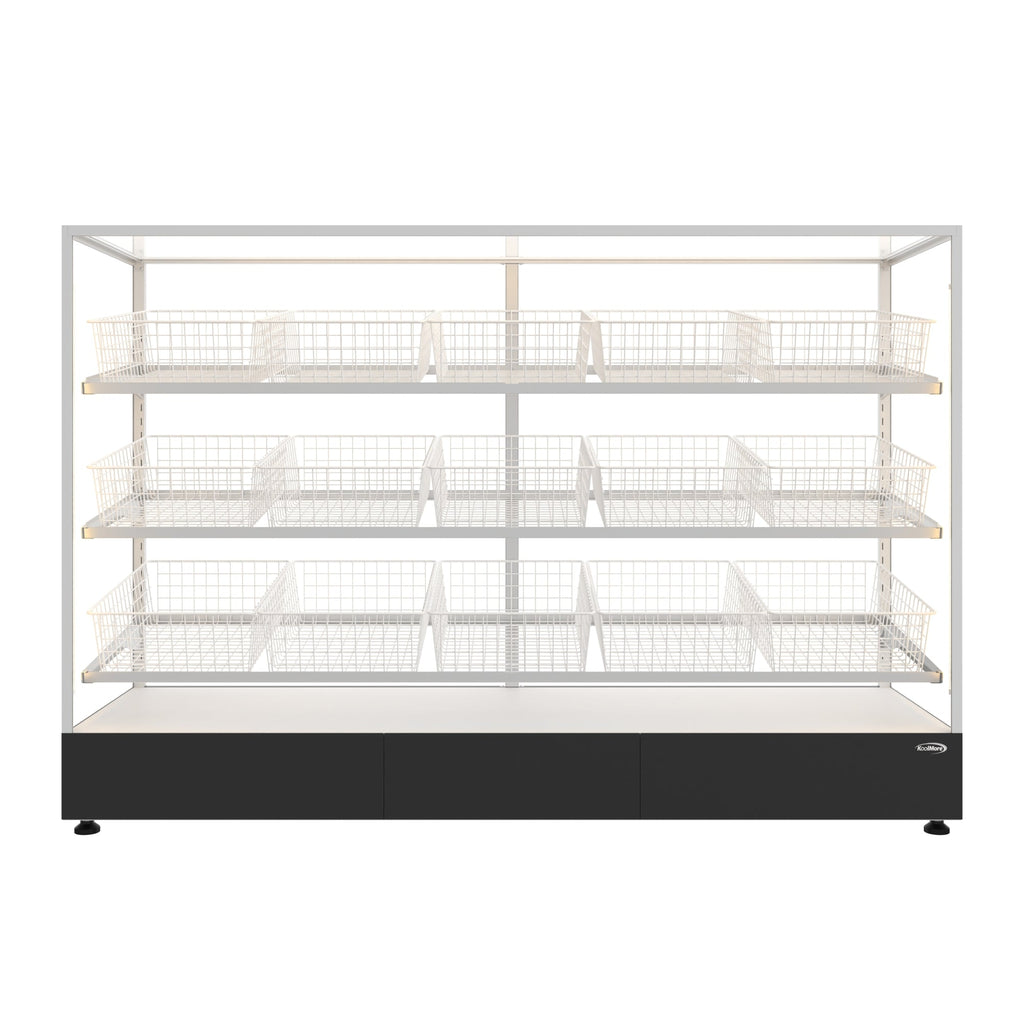 73 in. Tempered Glass Floor Standing Bagel Bakery Display Case with 15 Baskets, Open Back and LED Lighting