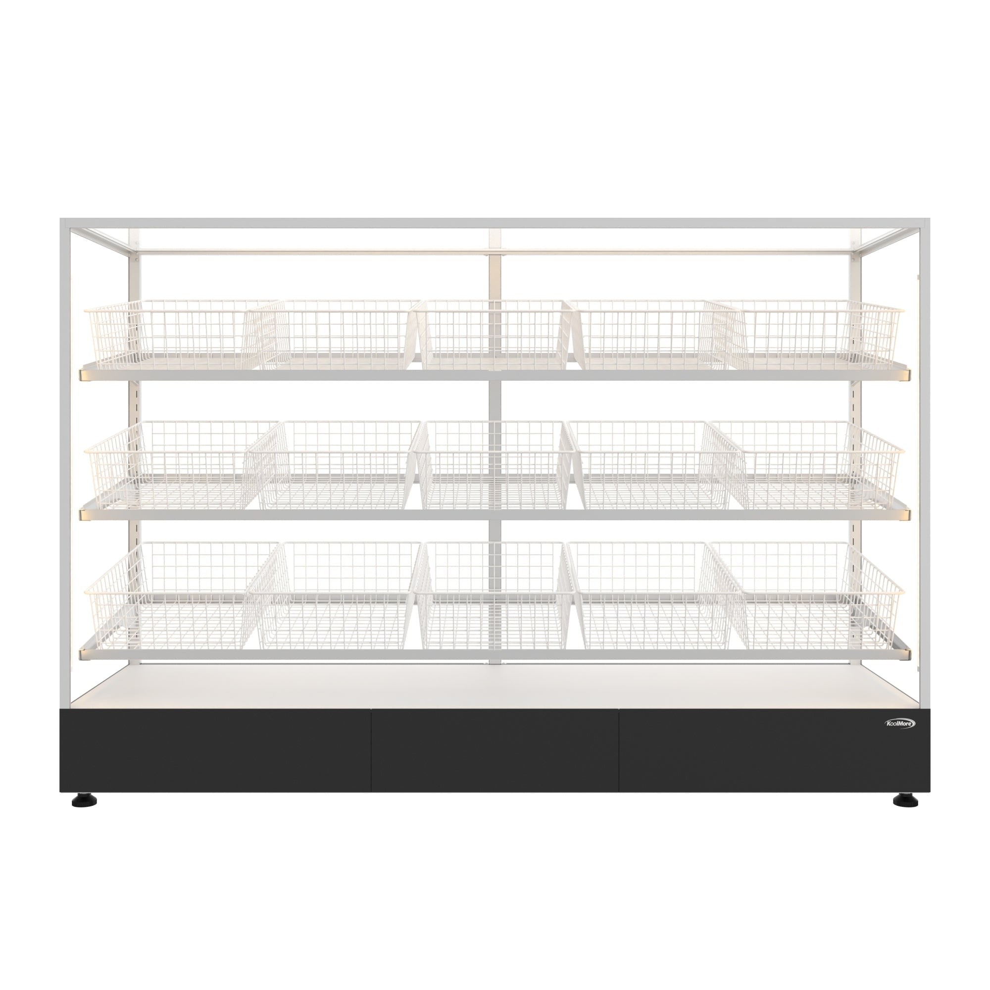 73 in. Tempered Glass Floor Standing Bagel Bakery Display Case with 15 Baskets, Open Back and LED Lighting