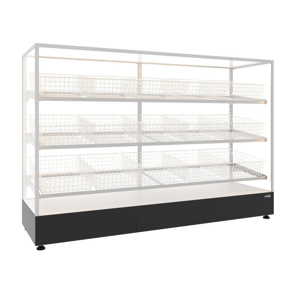 73 in. Tempered Glass Floor Standing Bagel Bakery Display Case with 15 Baskets, Open Back and LED Lighting