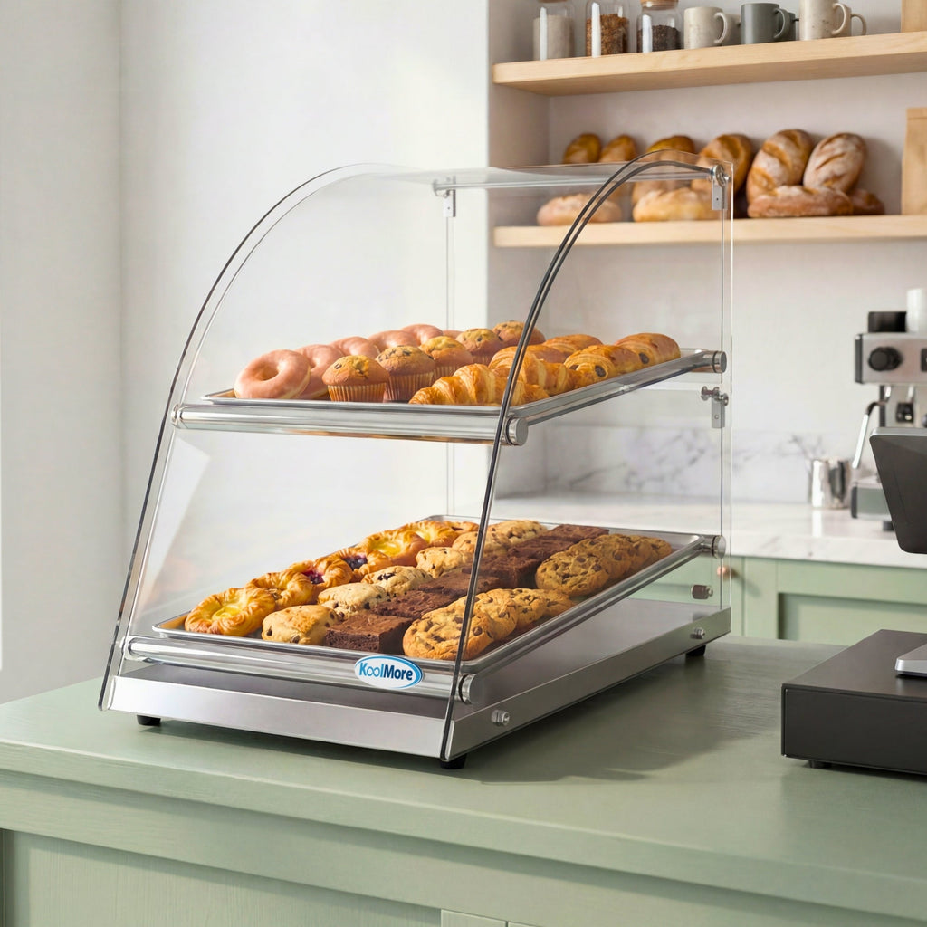14 in. Commercial Countertop Bakery Display Case with Front Curved Glass and Rear Door, 2.4 cu. ft.