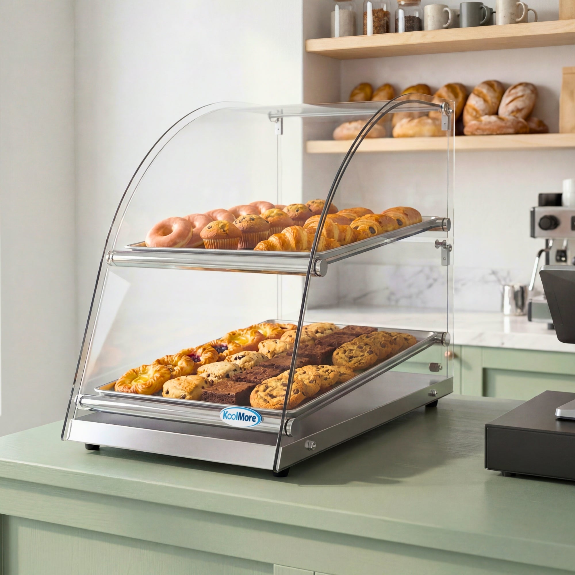 14 in. Commercial Countertop Bakery Display Case with Front Curved Glass and Rear Door, 2.4 cu. ft.