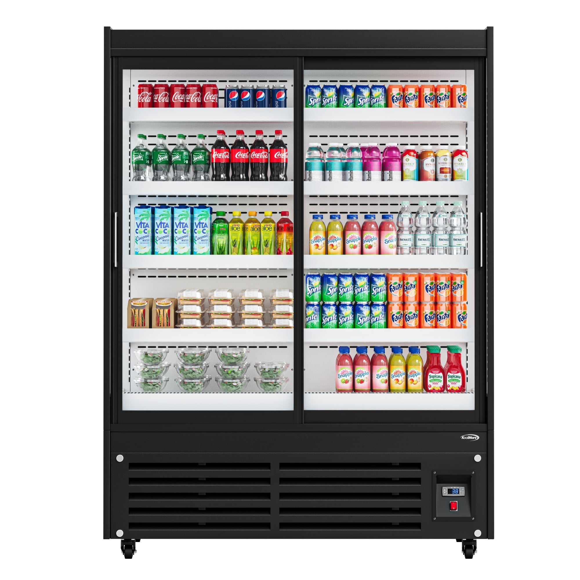 52 in. 24 Cu. Ft. Commercial Beverage Merchandiser with Sliding Glass Doors in Black