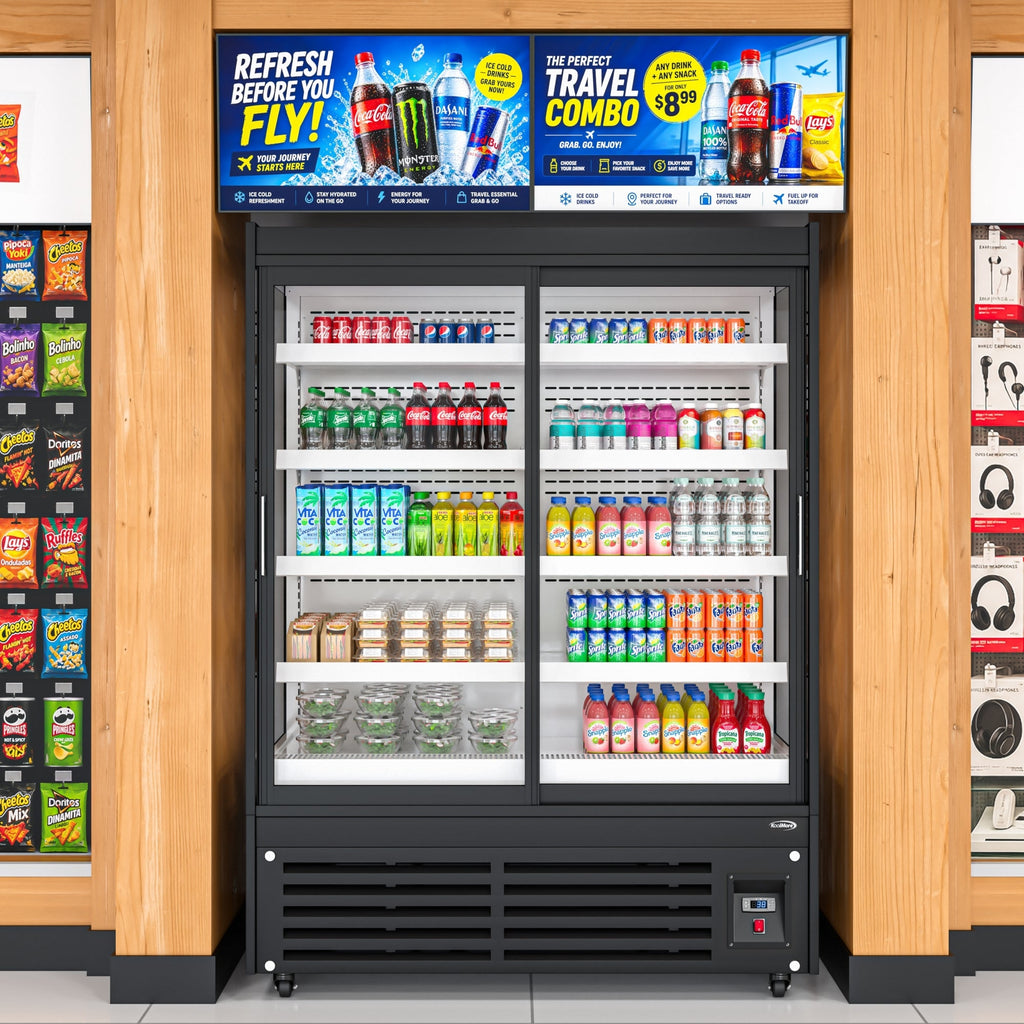 52 in. 24 Cu. Ft. Commercial Beverage Merchandiser with Sliding Glass Doors in Black