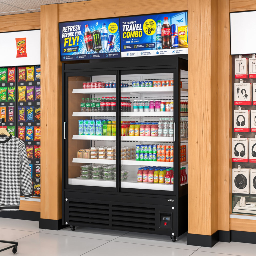 52 in. 24 Cu. Ft. Commercial Beverage Merchandiser with Sliding Glass Doors in Black