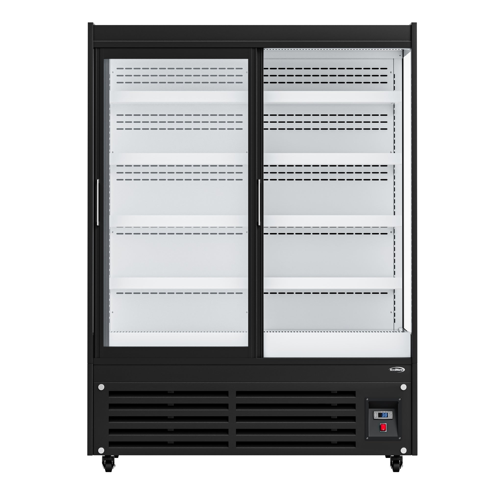 52 in. 24 Cu. Ft. Commercial Beverage Merchandiser with Sliding Glass Doors in Black