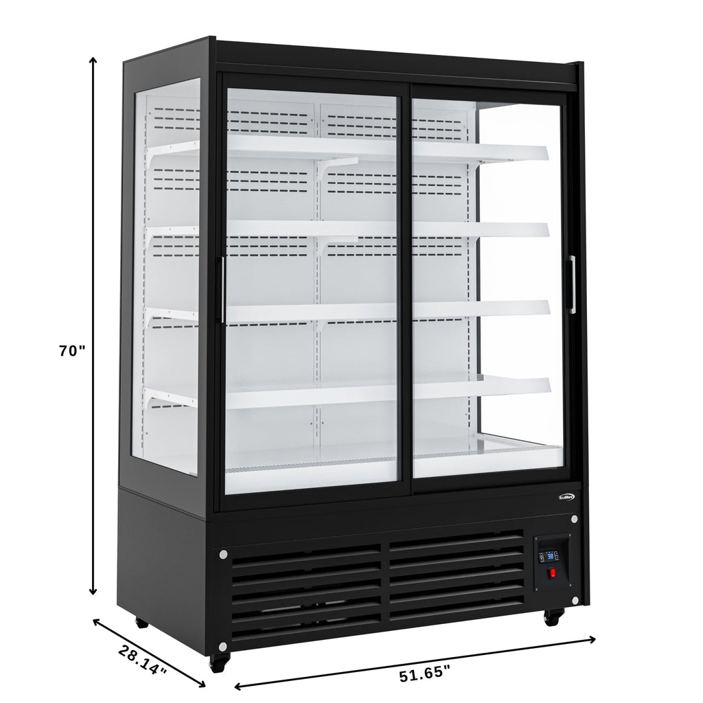 52 in. 24 Cu. Ft. Commercial Beverage Merchandiser with Sliding Glass Doors in Black