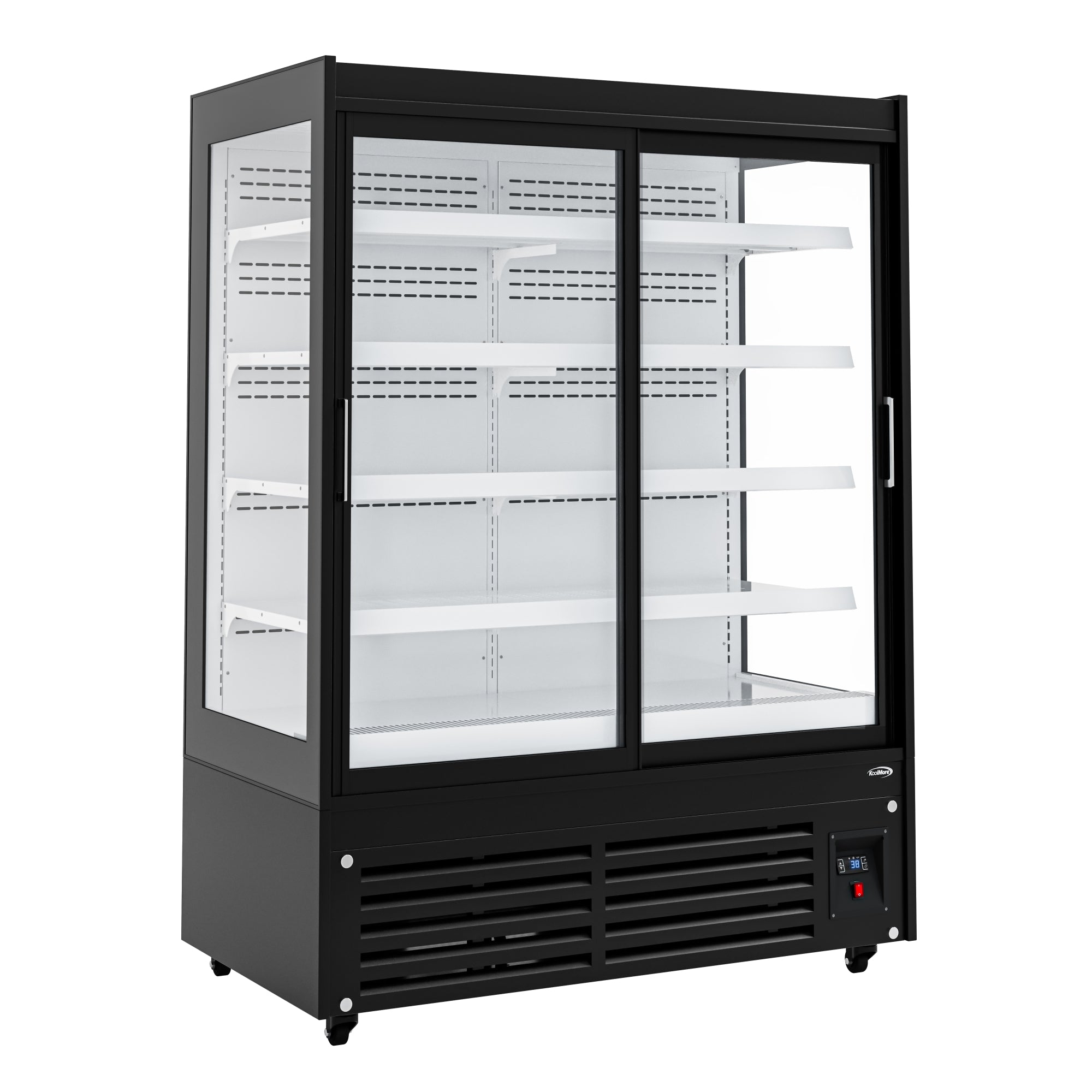 52 in. 24 Cu. Ft. Commercial Beverage Merchandiser with Sliding Glass Doors in Black