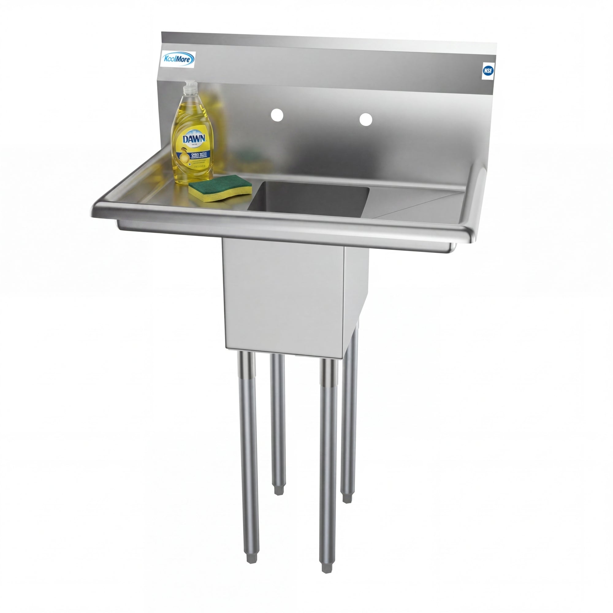 30 in. One Compartment Stainless Steel Commercial Sink with 2 Drainboards, Bowl Size 10" x 14" x 10"