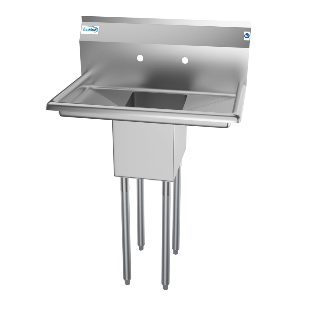 30 in. One Compartment Stainless Steel Commercial Sink with 2 Drainboards, Bowl Size 10" x 14" x 10"