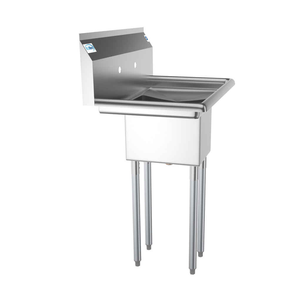30 in. One Compartment Stainless Steel Commercial Sink with 2 Drainboards, Bowl Size 10" x 14" x 10"