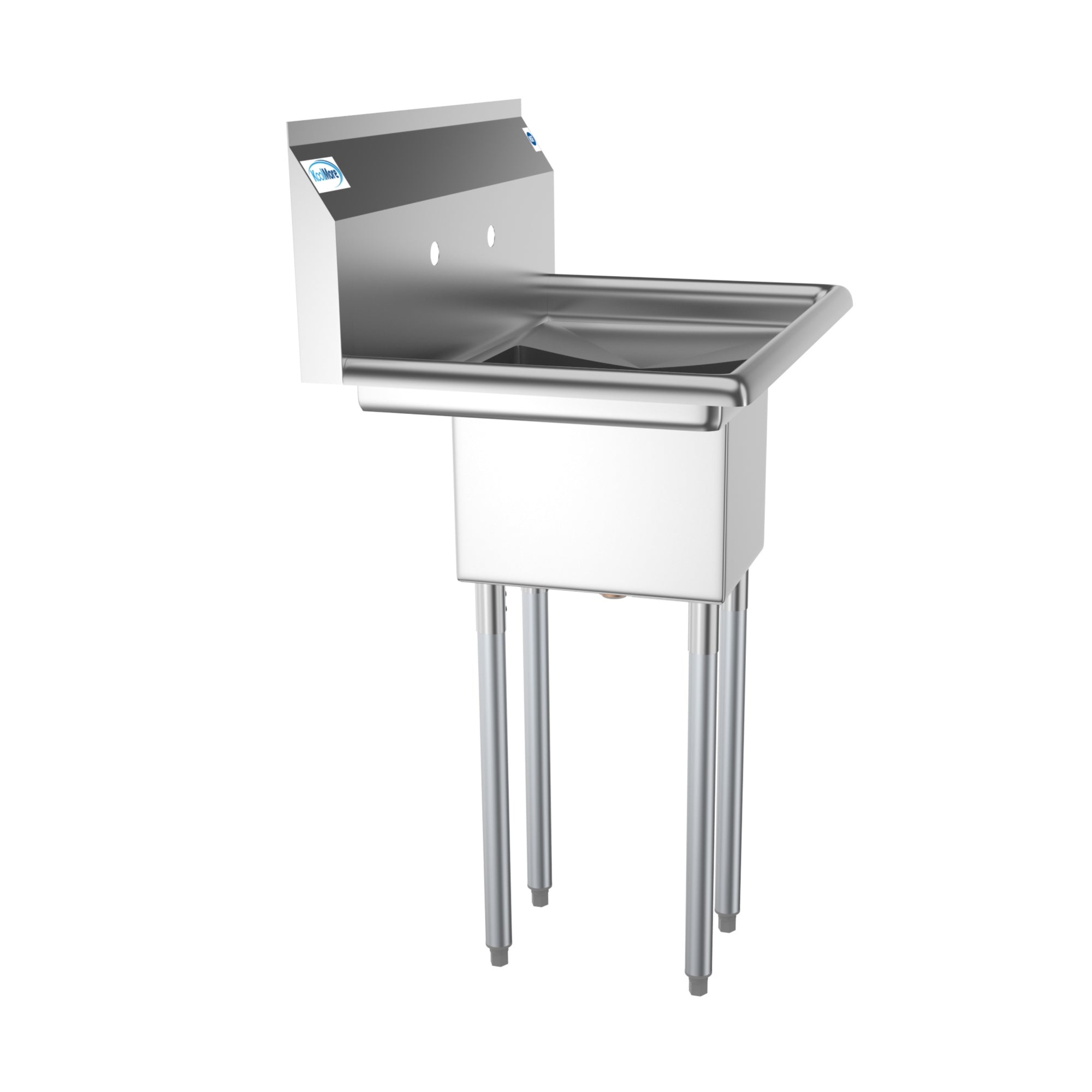 30 in. One Compartment Stainless Steel Commercial Sink with 2 Drainboards, Bowl Size 10" x 14" x 10"