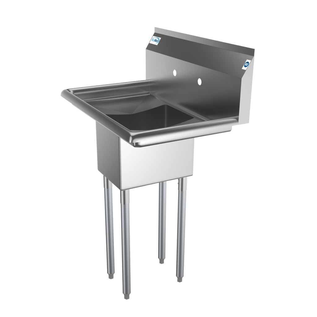 30 in. One Compartment Stainless Steel Commercial Sink with 2 Drainboards, Bowl Size 10" x 14" x 10"