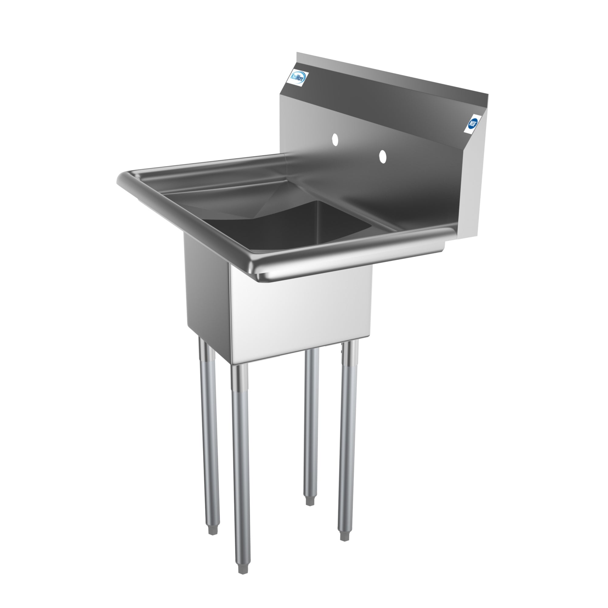 30 in. One Compartment Stainless Steel Commercial Sink with 2 Drainboards, Bowl Size 10" x 14" x 10"