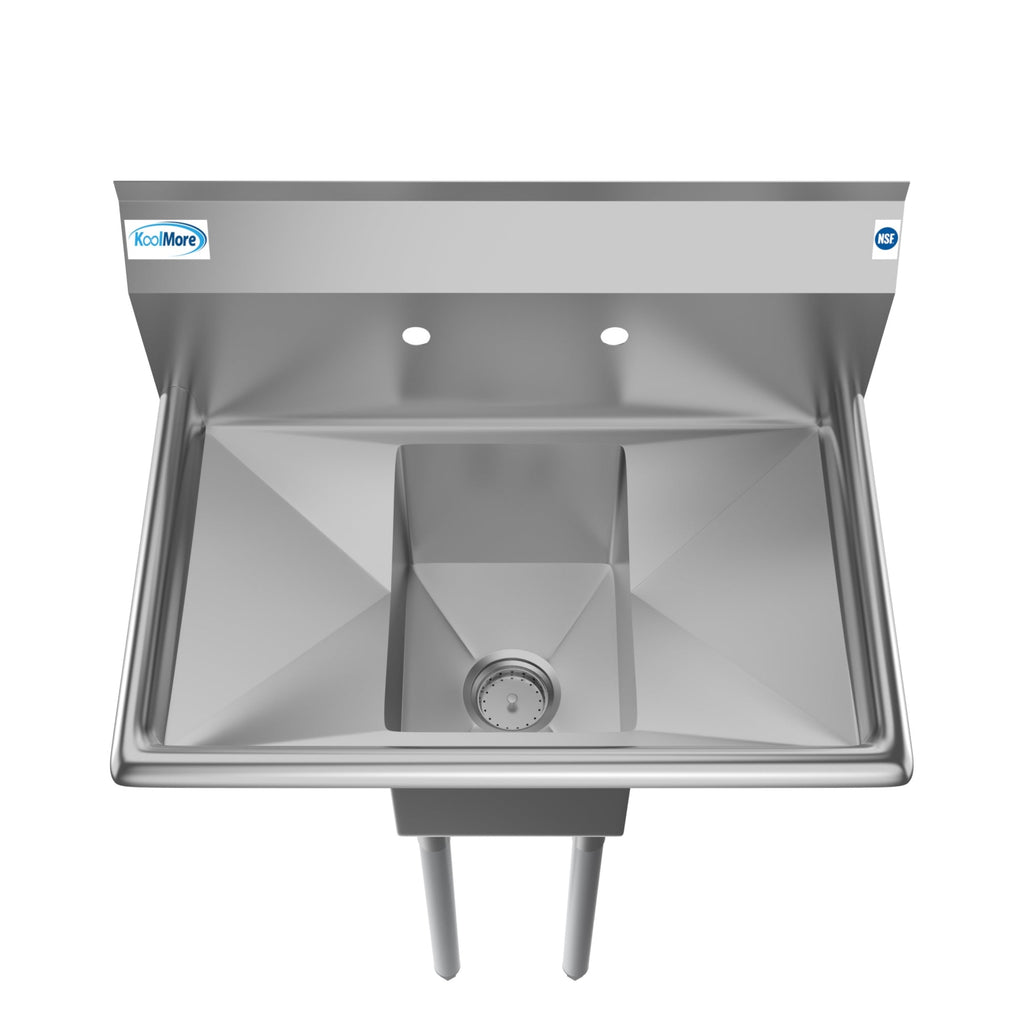 30 in. One Compartment Stainless Steel Commercial Sink with 2 Drainboards, Bowl Size 10" x 14" x 10"