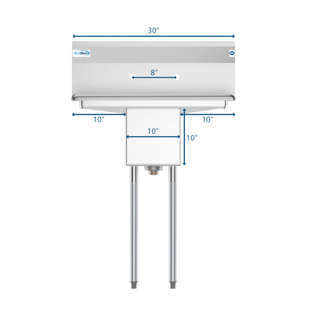 30 in. One Compartment Stainless Steel Commercial Sink with 2 Drainboards, Bowl Size 10" x 14" x 10"