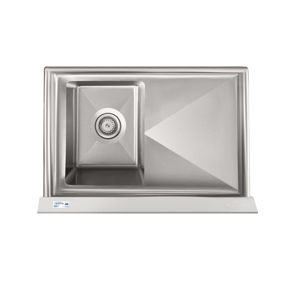 31 in. One Compartment Stainless Steel Commercial Sink with Drainboard, Bowl Size 12"x 16"x 10"