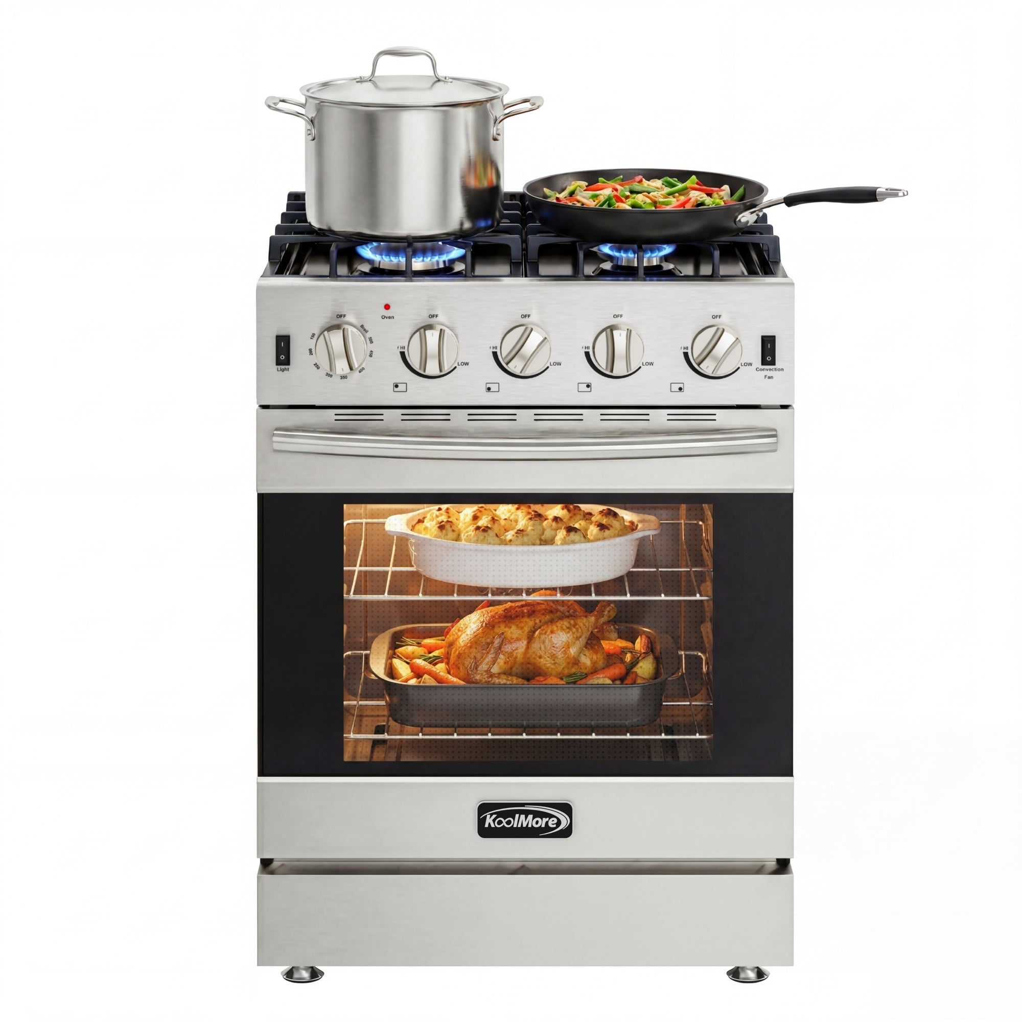 24 in. 4-Burner Slide-in Gas Range Oven, 3.7 cu. ft. in Stainless-Steel