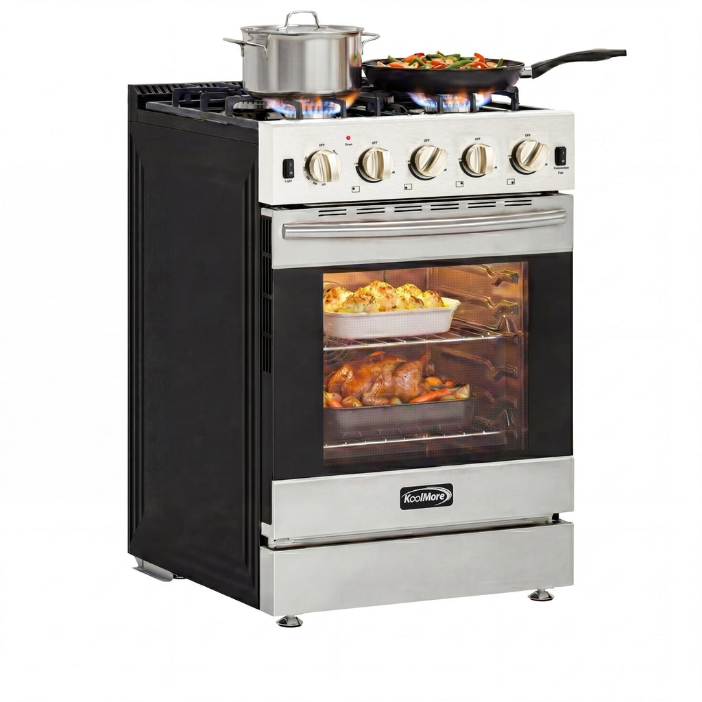 24 in. 4-Burner Slide-in Gas Range Oven, 3.7 cu. ft. in Stainless-Steel