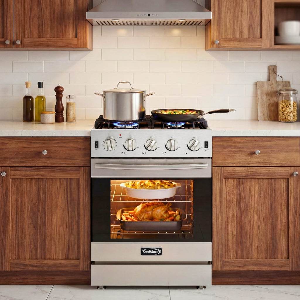 24 in. 4-Burner Slide-in Gas Range Oven, 3.7 cu. ft. in Stainless-Steel