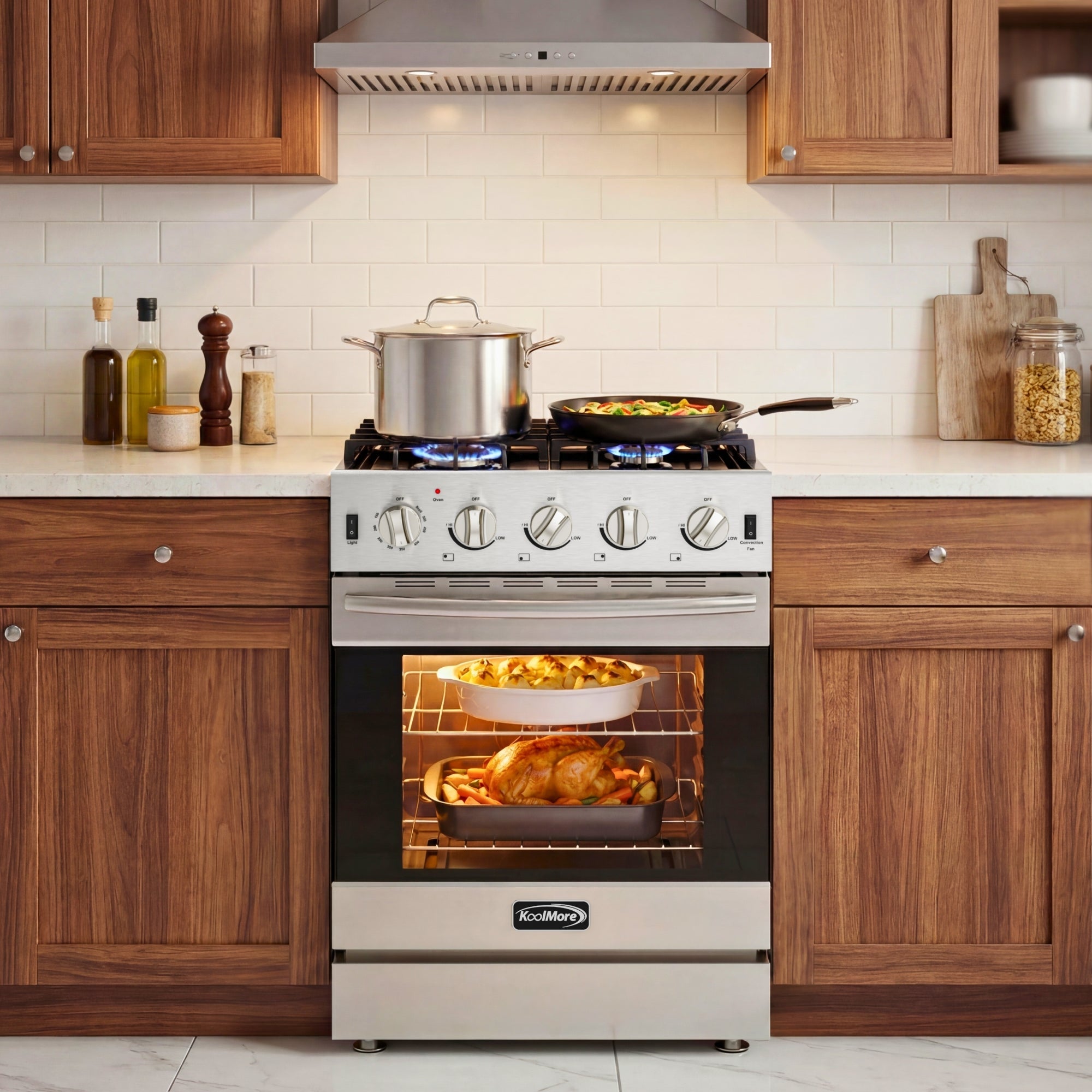 24 in. 4-Burner Slide-in Gas Range Oven, 3.7 cu. ft. in Stainless-Steel