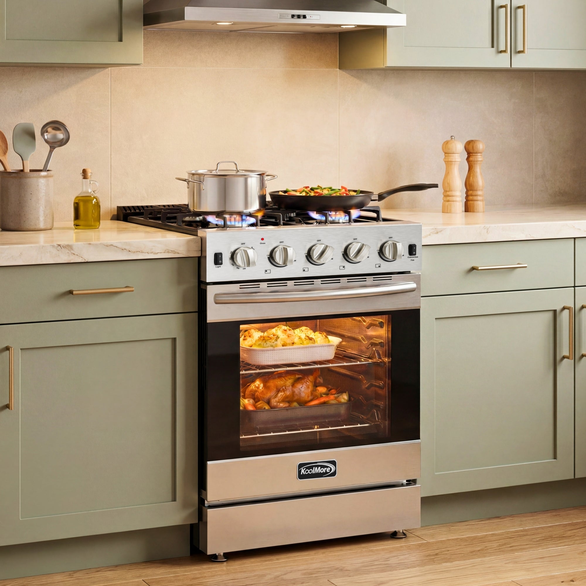 24 in. 4-Burner Slide-in Gas Range Oven, 3.7 cu. ft. in Stainless-Steel